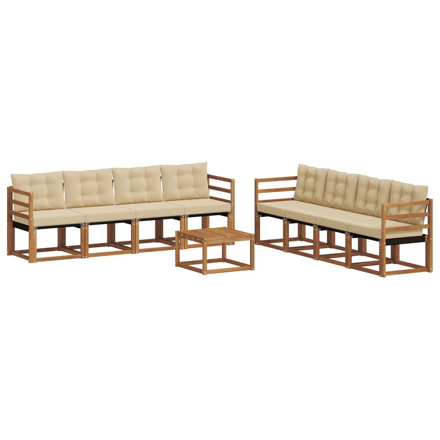 vidaXL Σειρά Καναπέ Εξωτερικού με μαξιλάρι 9 pcs Φυσικό και Μπεζ