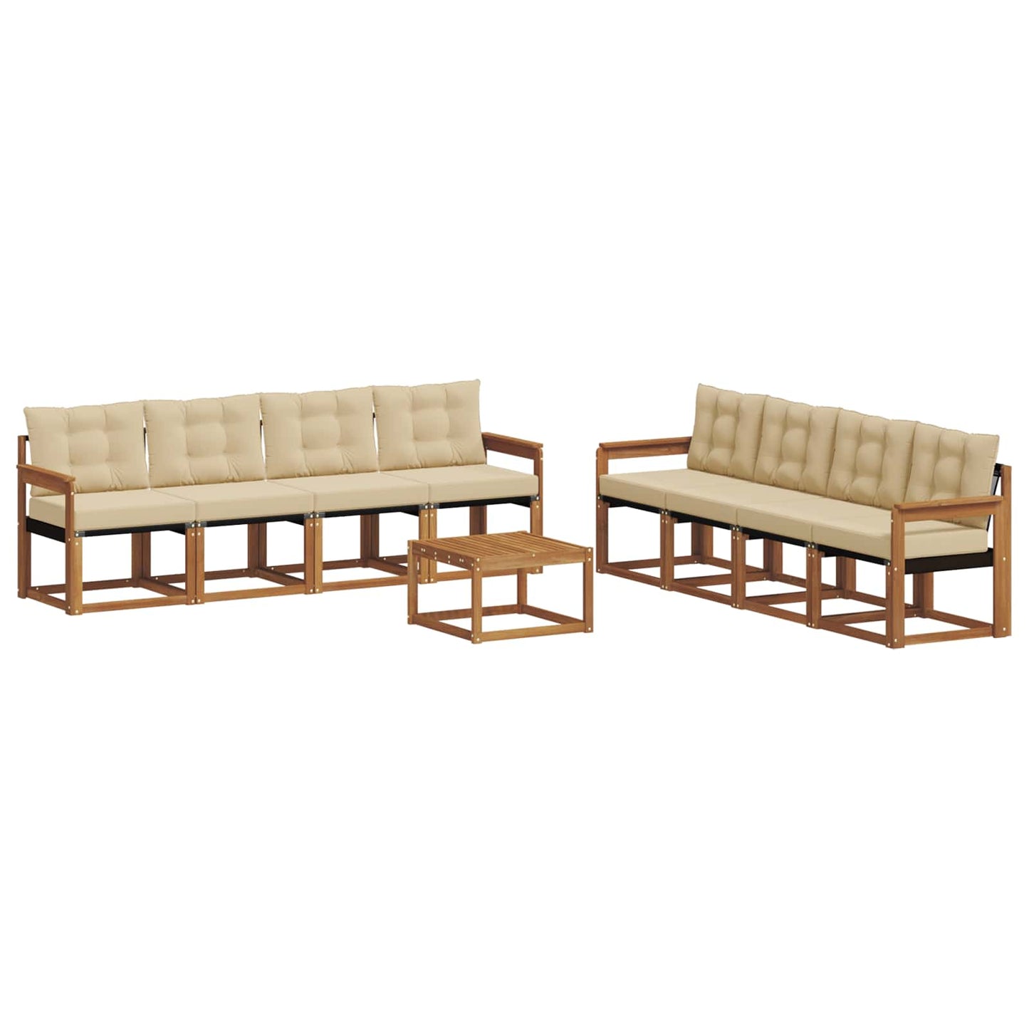 vidaXL Σειρά Καναπέ Εξωτερικού με μαξιλάρι 9 pcs Φυσικό και Μπεζ