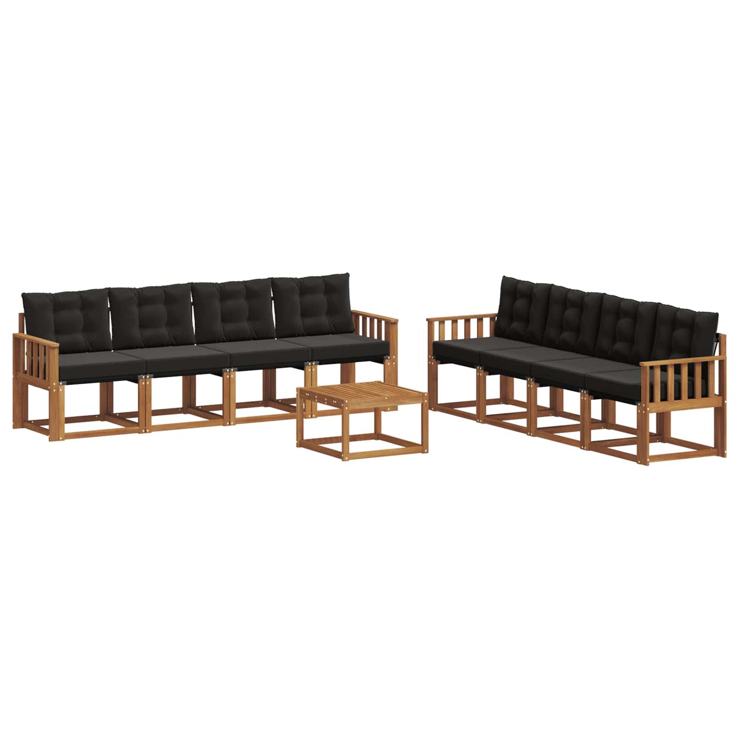 vidaXL Σειρά Καναπέ Εξωτερικού με μαξιλάρι 9 pcs Φυσικό και Μαύρο