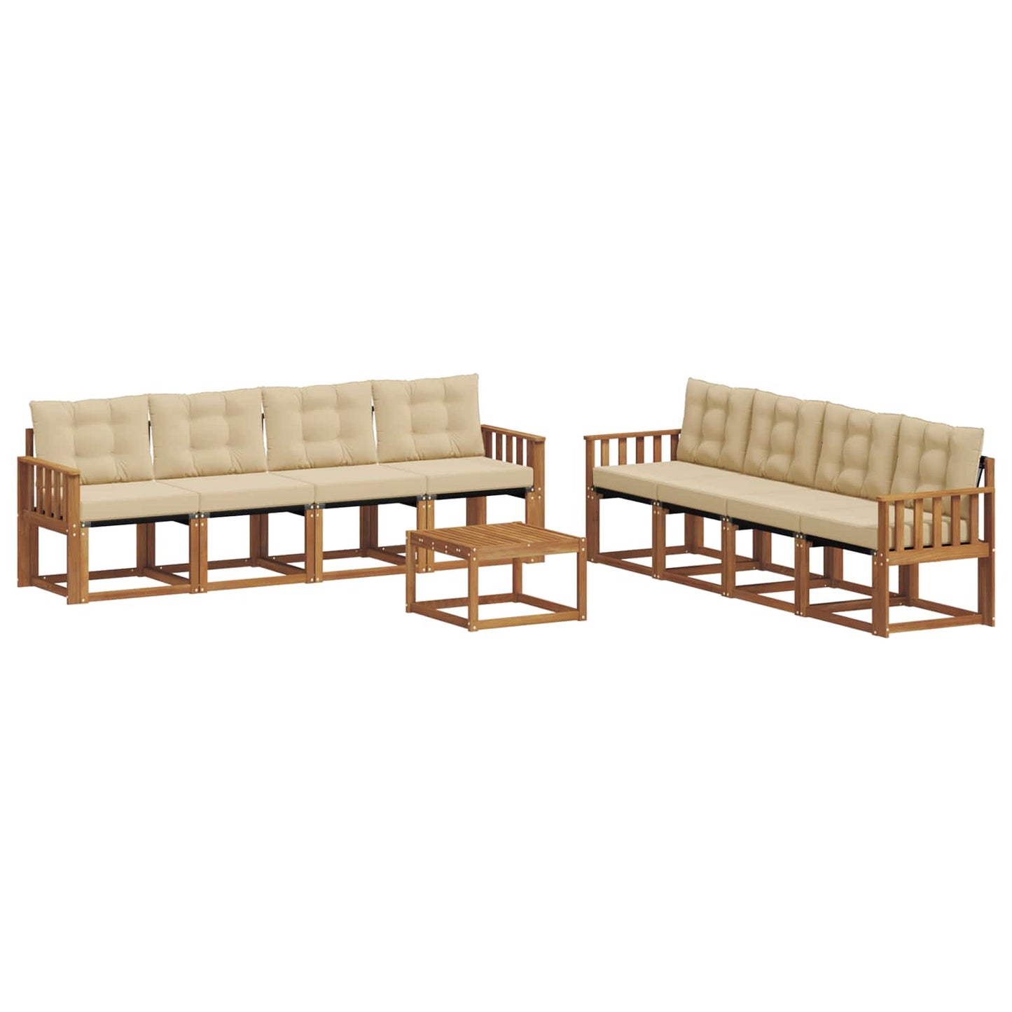 vidaXL Σειρά Καναπέ Εξωτερικού με μαξιλάρι 9 pcs Φυσικό και Μπεζ