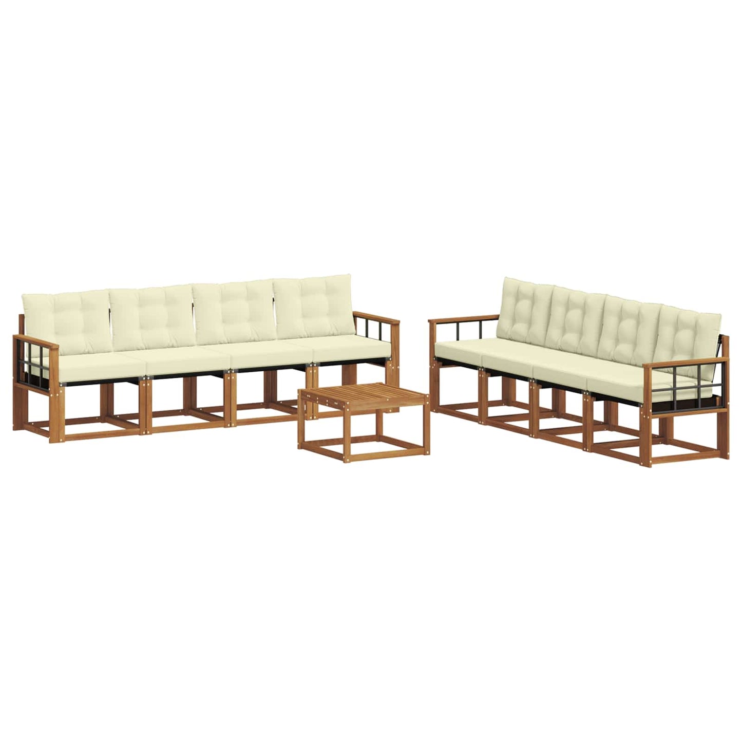 vidaXL Σειρά Καναπέ Εξωτερικού με μαξιλάρι 9 pcs Φυσικό και Κρέμα