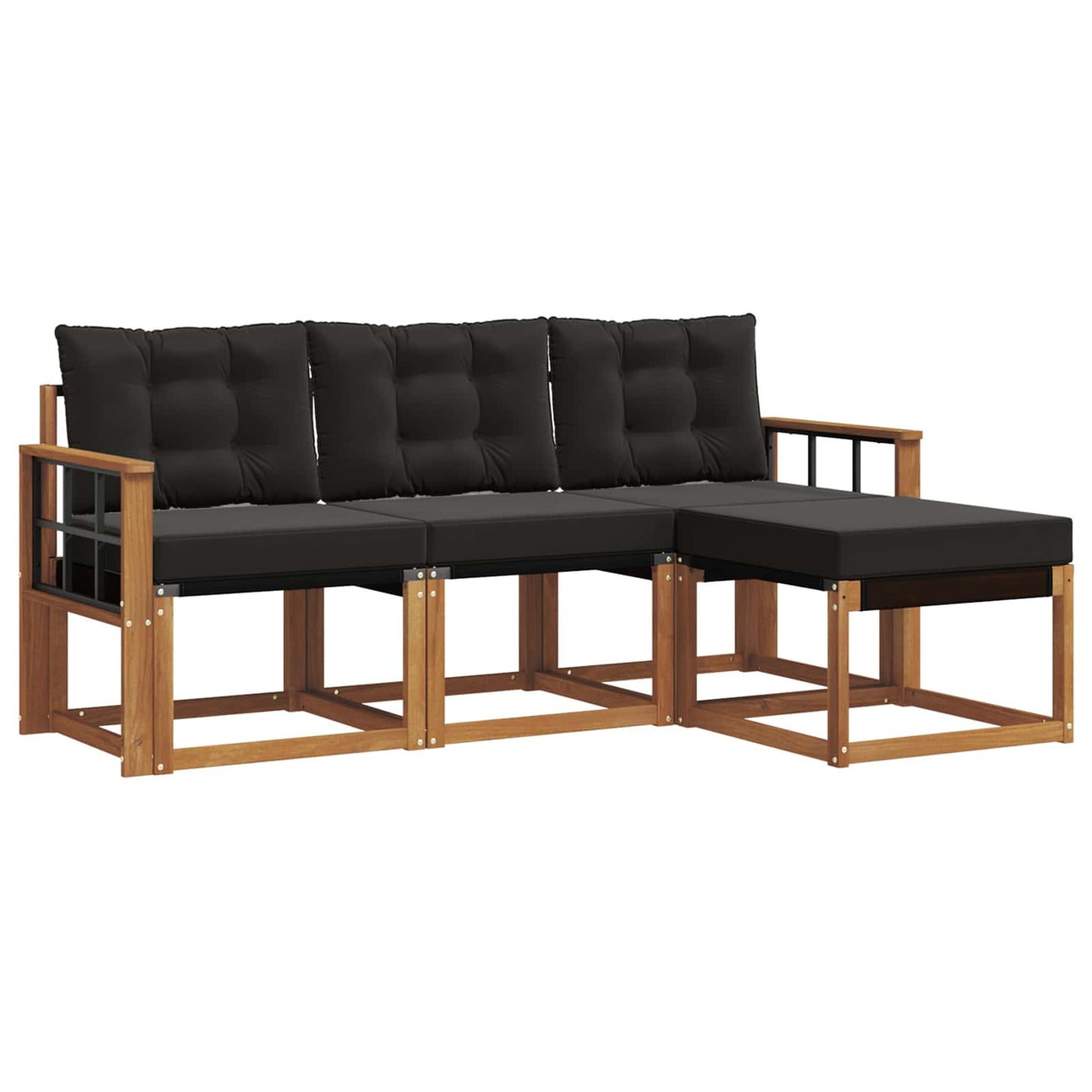 vidaXL Σειρά Καναπέ Εξωτερικού με μαξιλάρι 4 pcs Φυσικό και Μαύρο