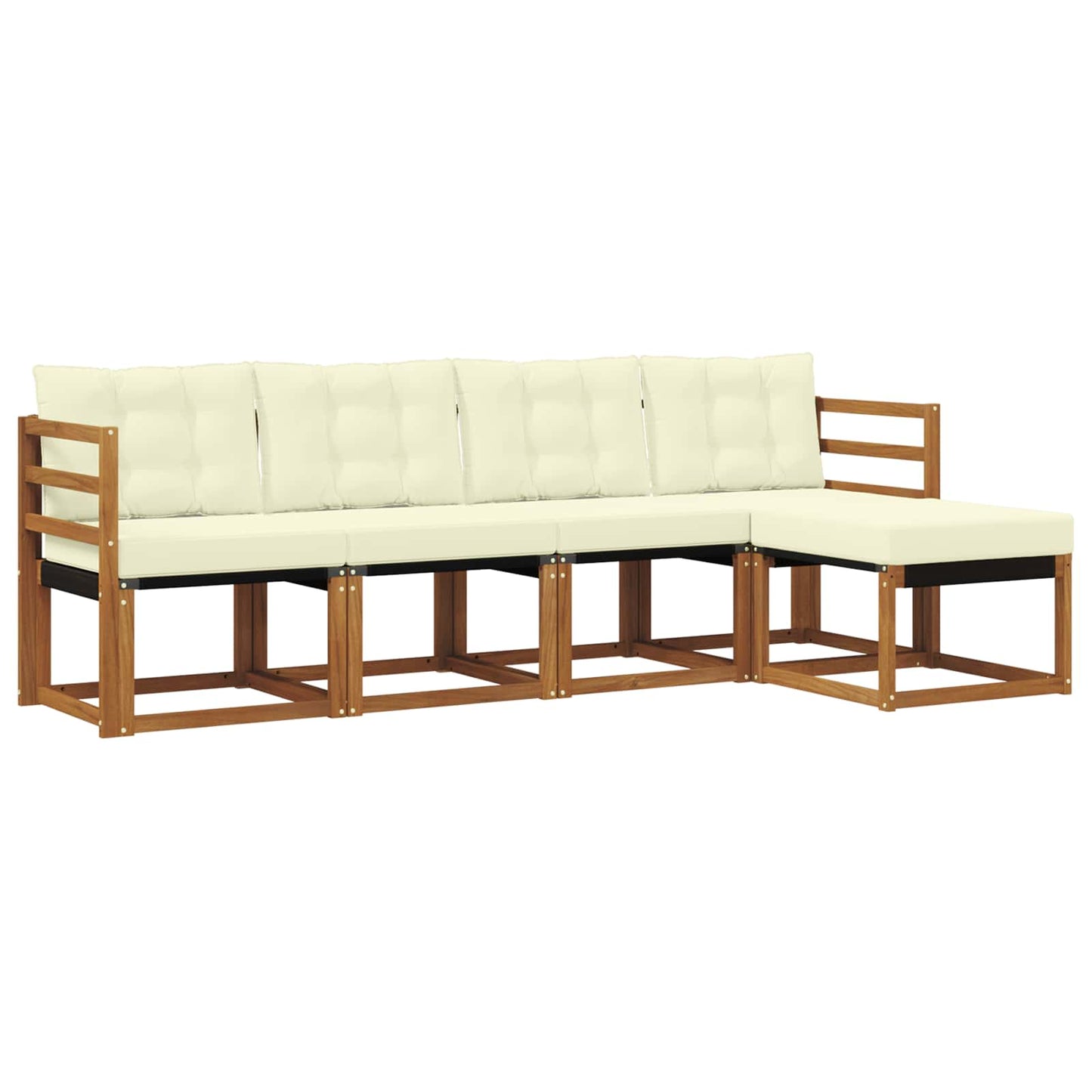 vidaXL Σειρά Καναπέ Εξωτερικού με μαξιλάρι 5 pcs Φυσικό και Κρέμα