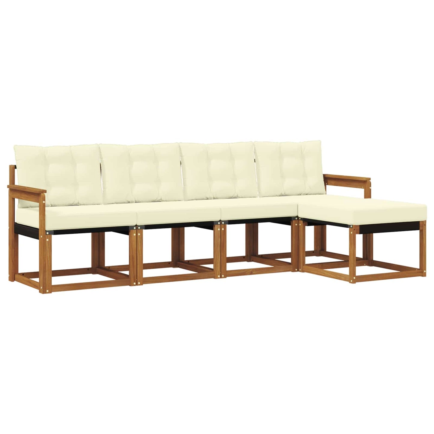 vidaXL Σειρά Καναπέ Εξωτερικού με μαξιλάρι 5 pcs Φυσικό και Κρέμα