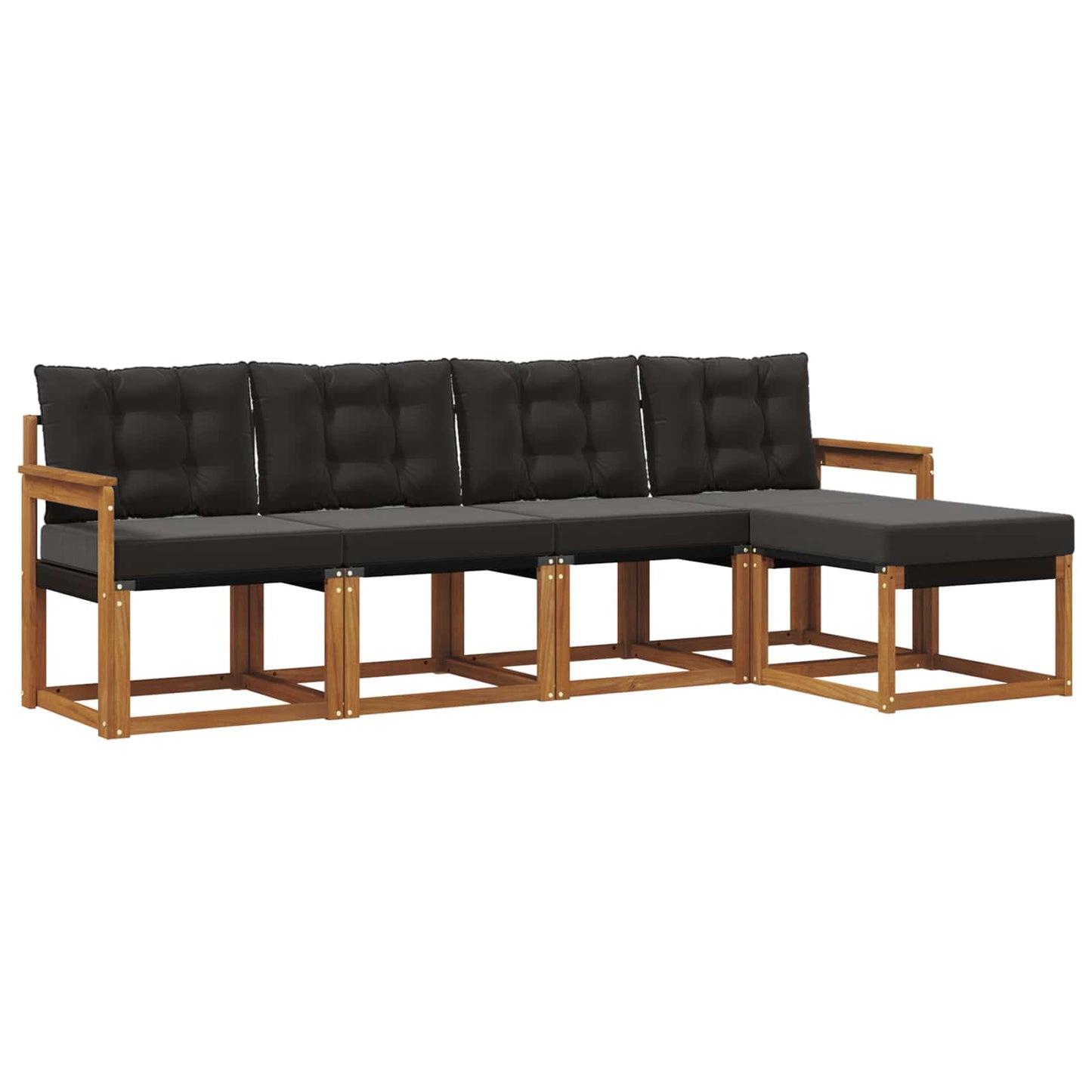 vidaXL Σειρά Καναπέ Εξωτερικού με μαξιλάρι 5 pcs Φυσικό και Μαύρο