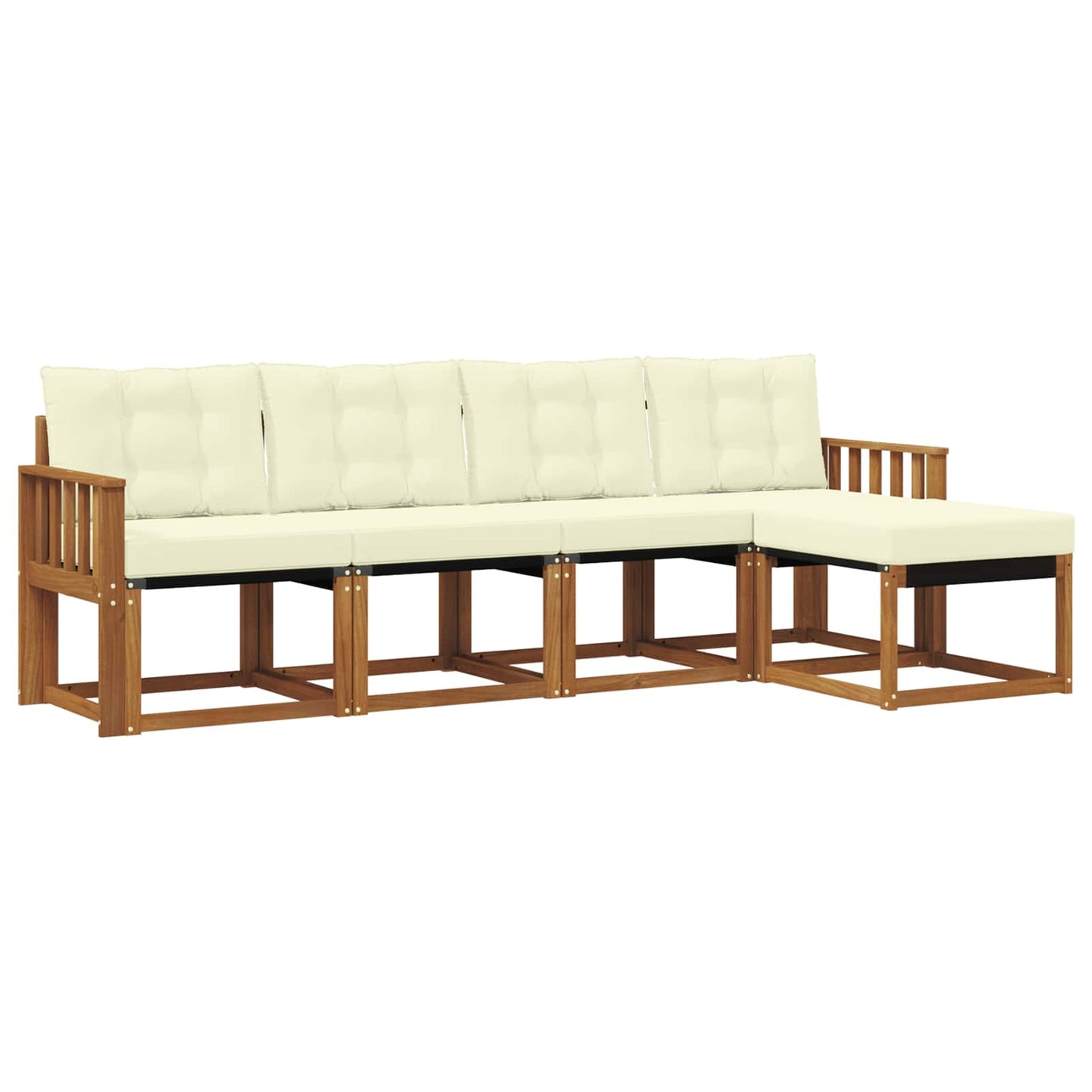 vidaXL Σειρά Καναπέ Εξωτερικού με μαξιλάρι 5 pcs Φυσικό και Κρέμα