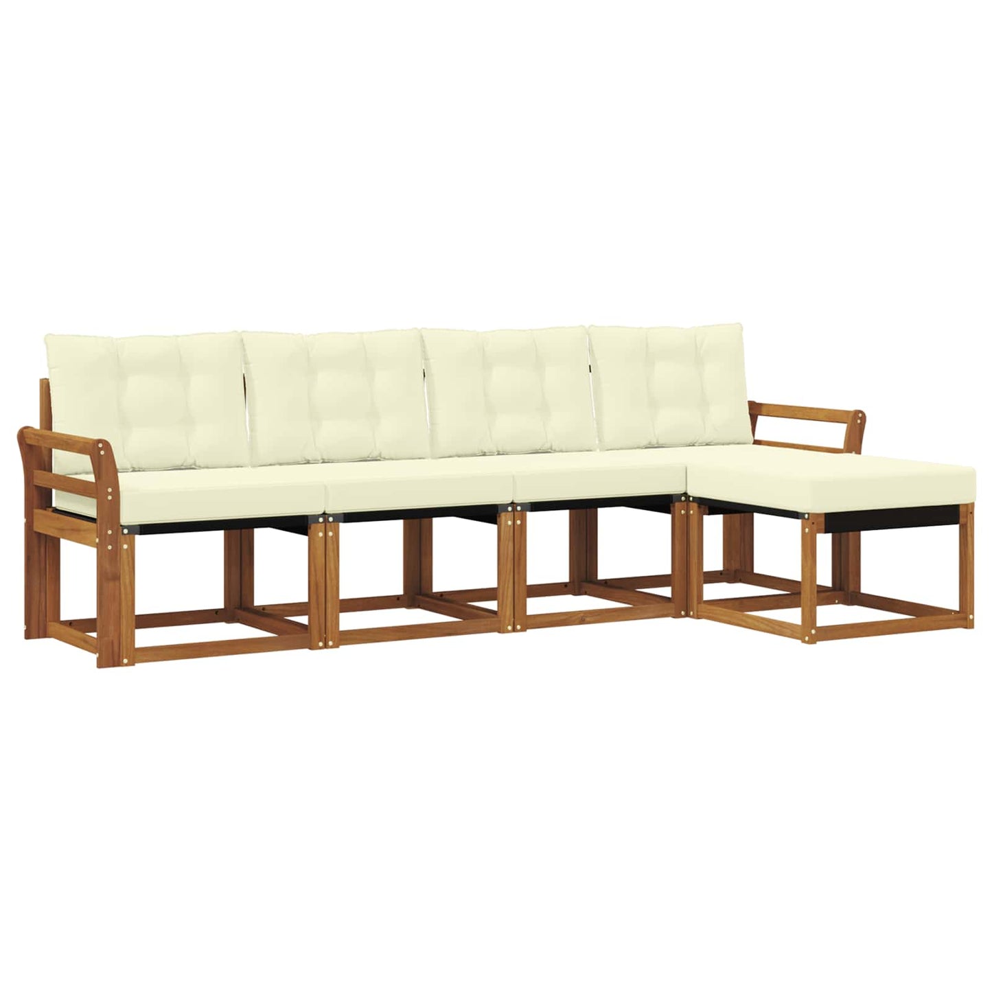 vidaXL Σειρά Καναπέ Εξωτερικού με μαξιλάρι 5 pcs Φυσικό και Κρέμα