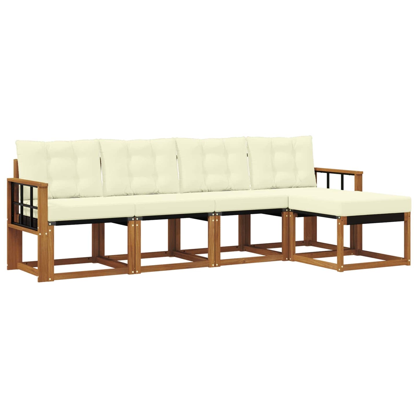 vidaXL Σειρά Καναπέ Εξωτερικού με μαξιλάρι 5 pcs Φυσικό και Κρέμα