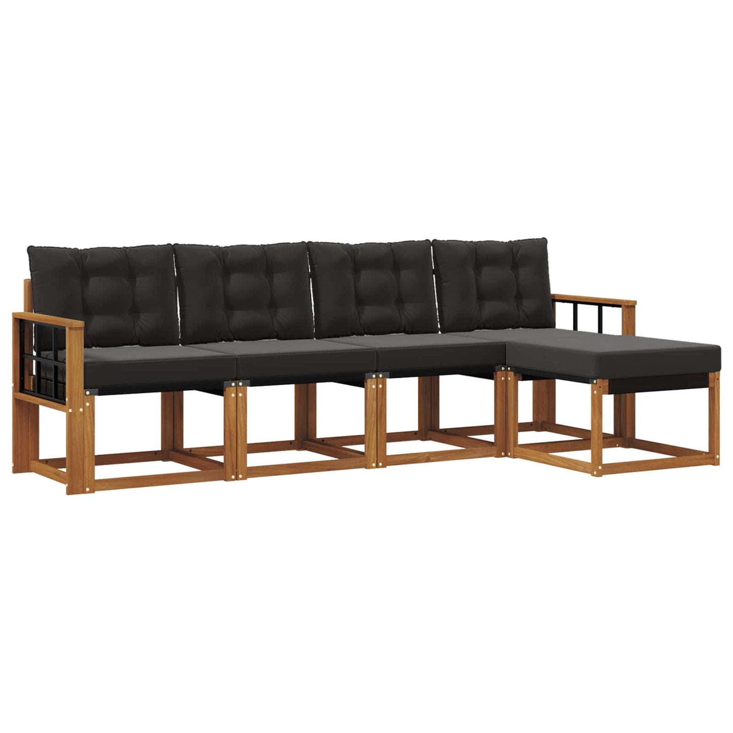 vidaXL Σειρά Καναπέ Εξωτερικού με μαξιλάρι 5 pcs Φυσικό και Μαύρο