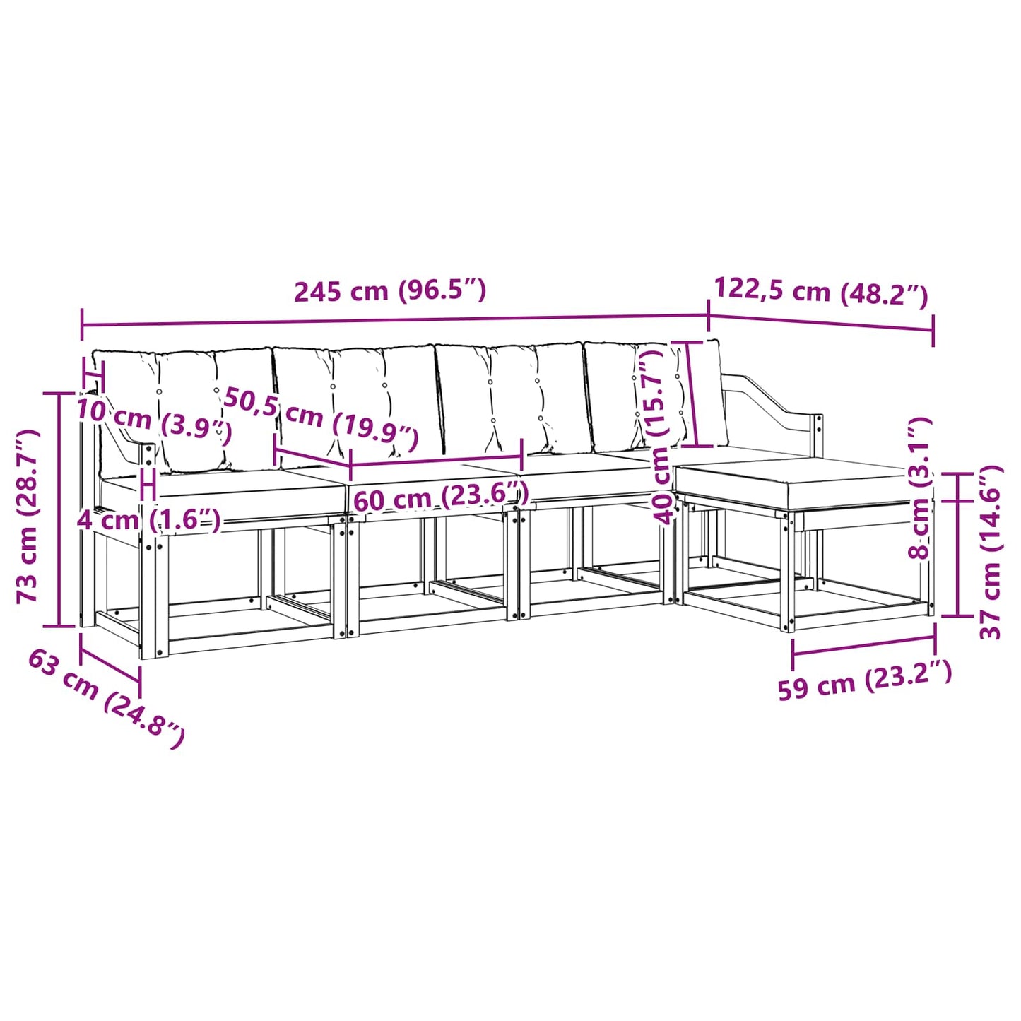 vidaXL Σειρά Καναπέ Εξωτερικού με μαξιλάρι 5 pcs Φυσικό και Μπεζ