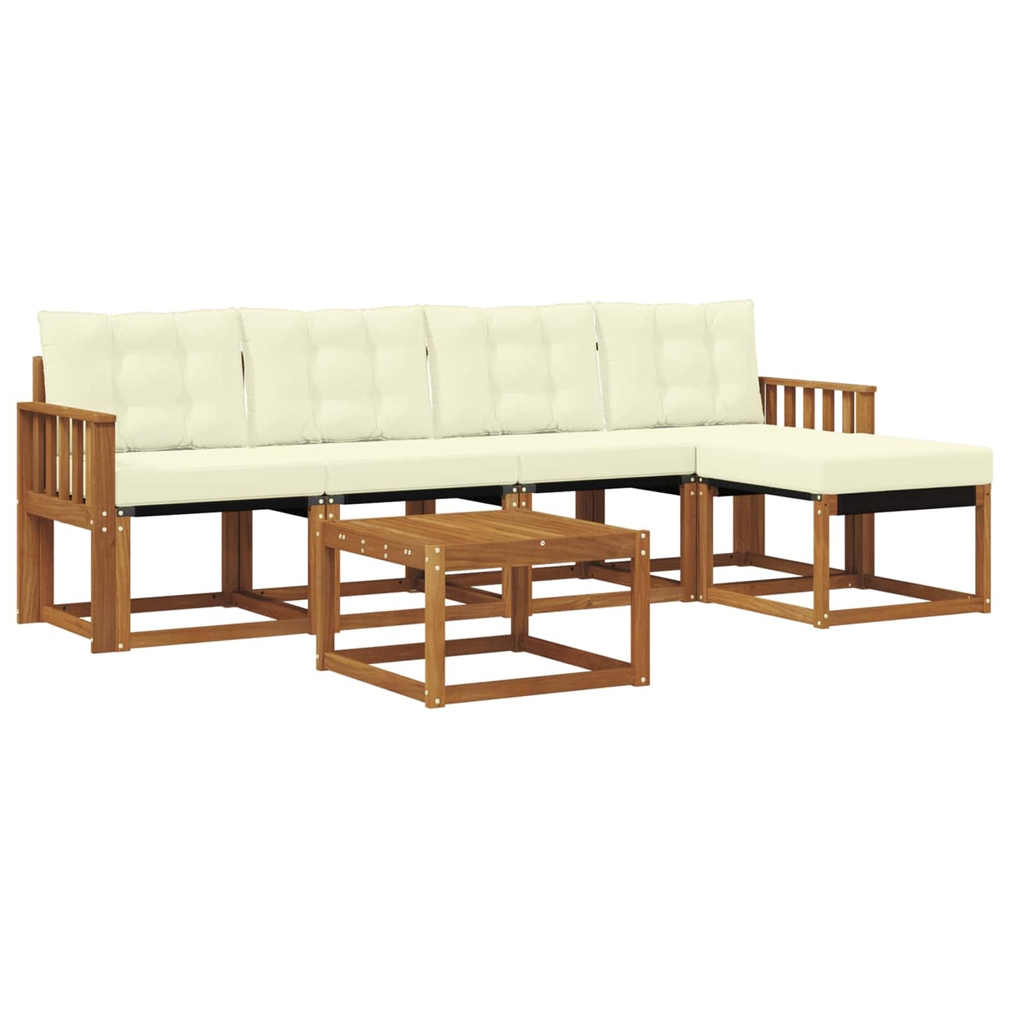 vidaXL Σειρά Καναπέ Εξωτερικού με μαξιλάρι 6 pcs Φυσικό και Κρέμα