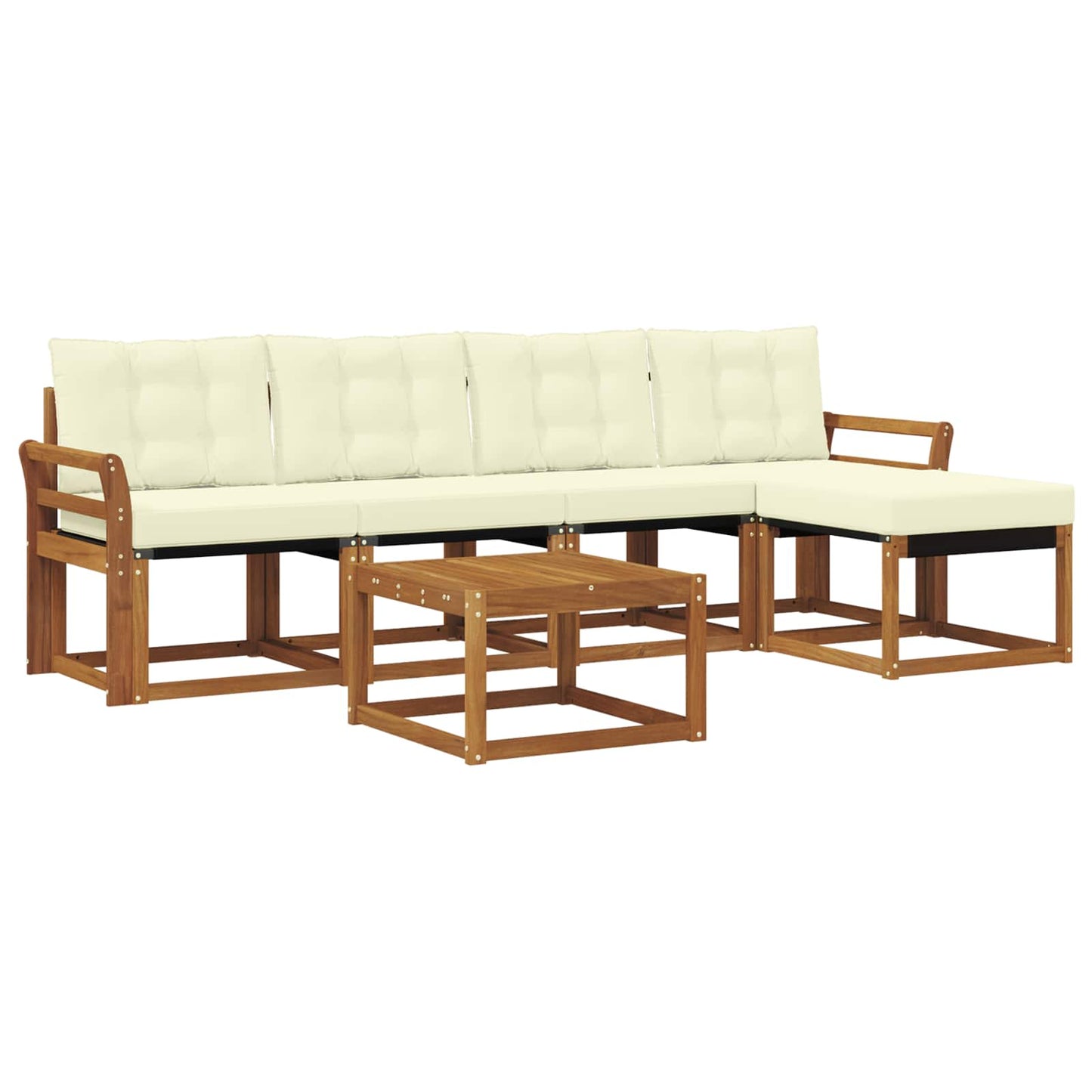 vidaXL Σειρά Καναπέ Εξωτερικού με μαξιλάρι 6 pcs Φυσικό και Κρέμα