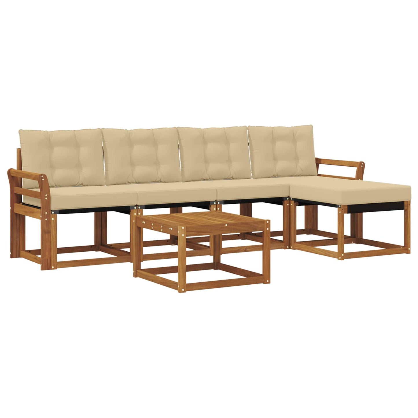 vidaXL Σειρά Καναπέ Εξωτερικού με μαξιλάρι 6 pcs Φυσικό και Μπεζ