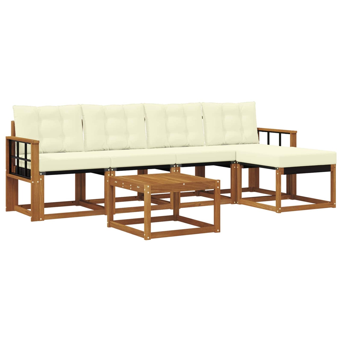 vidaXL Σειρά Καναπέ Εξωτερικού με μαξιλάρι 6 pcs Φυσικό και Κρέμα