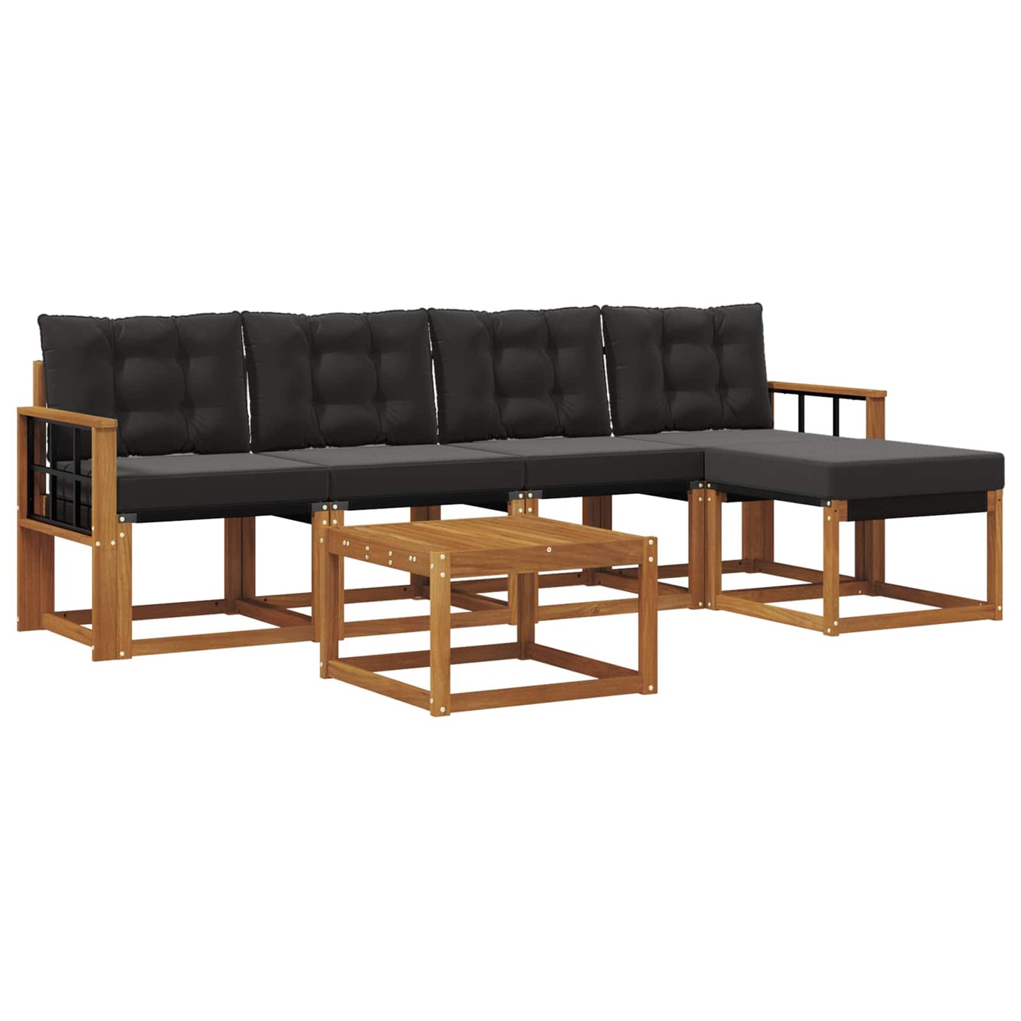 vidaXL Σειρά Καναπέ Εξωτερικού με μαξιλάρι 6 pcs Φυσικό και Μαύρο