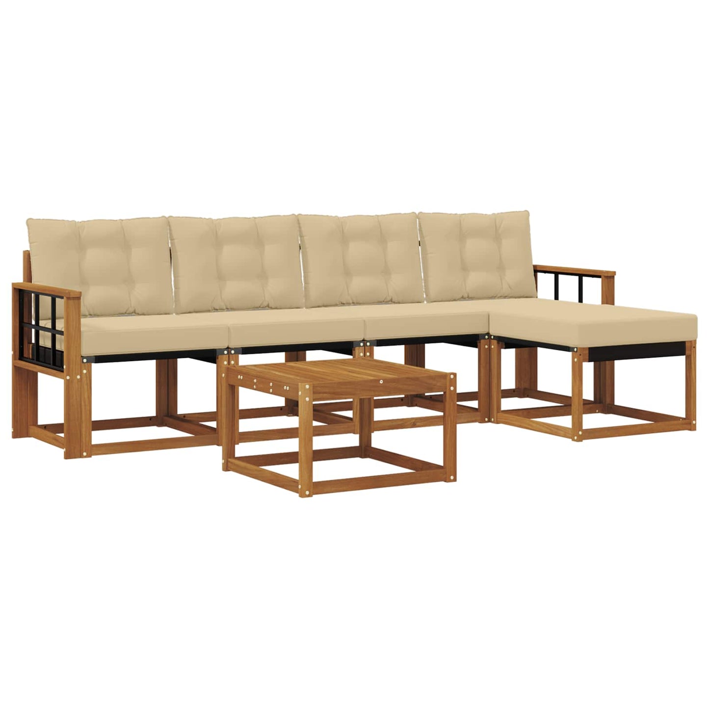 vidaXL Σειρά Καναπέ Εξωτερικού με μαξιλάρι 6 pcs Φυσικό και Μπεζ