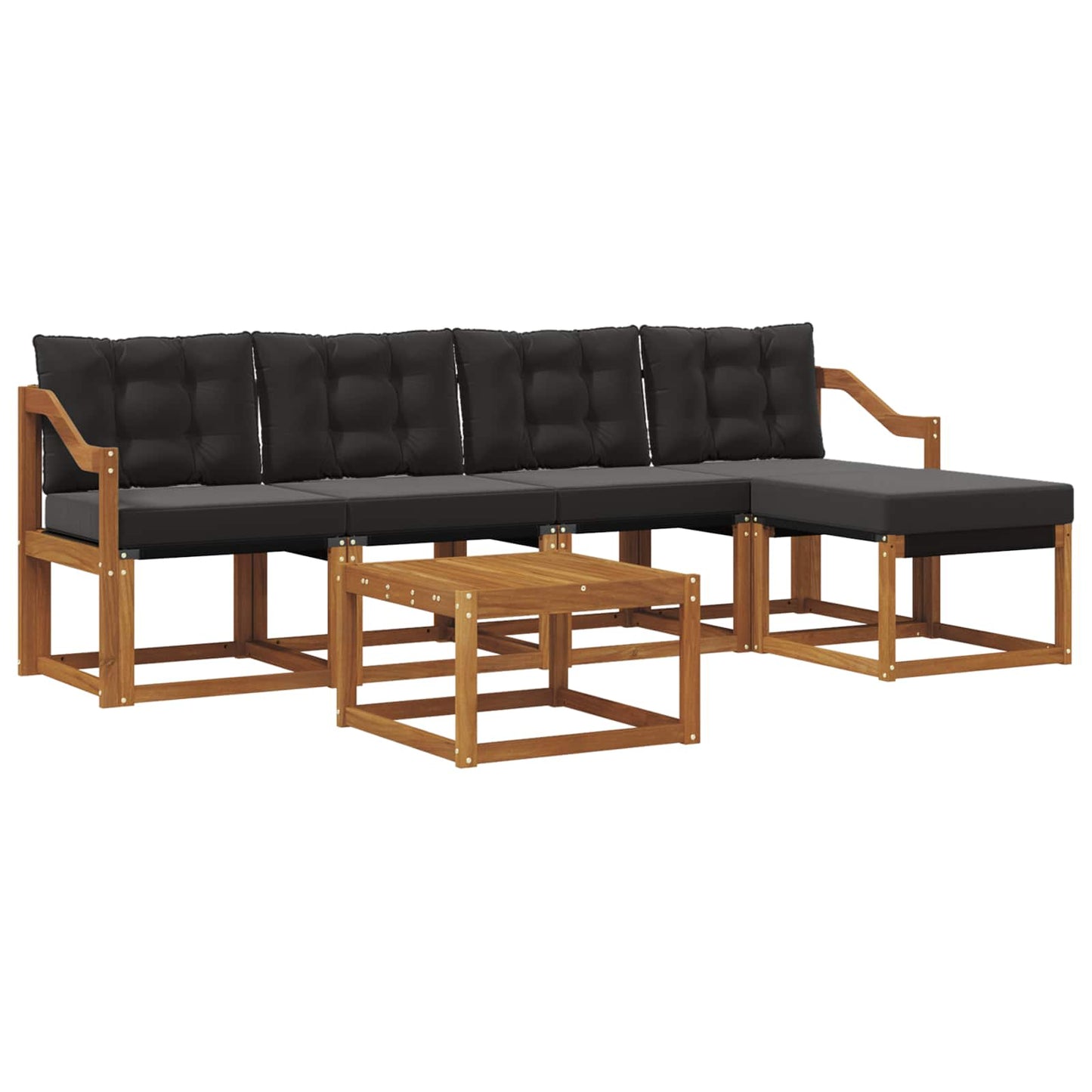 vidaXL Σειρά Καναπέ Εξωτερικού με μαξιλάρι 6 pcs Φυσικό και Μαύρο