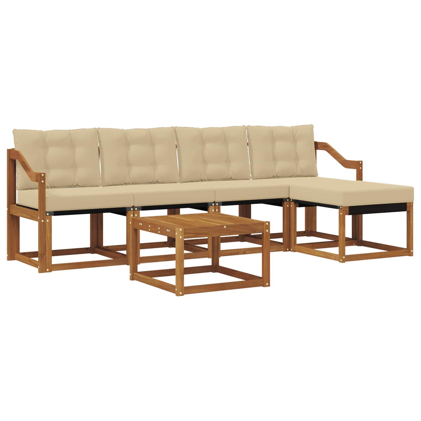 vidaXL Σειρά Καναπέ Εξωτερικού με μαξιλάρι 6 pcs Φυσικό και Μπεζ