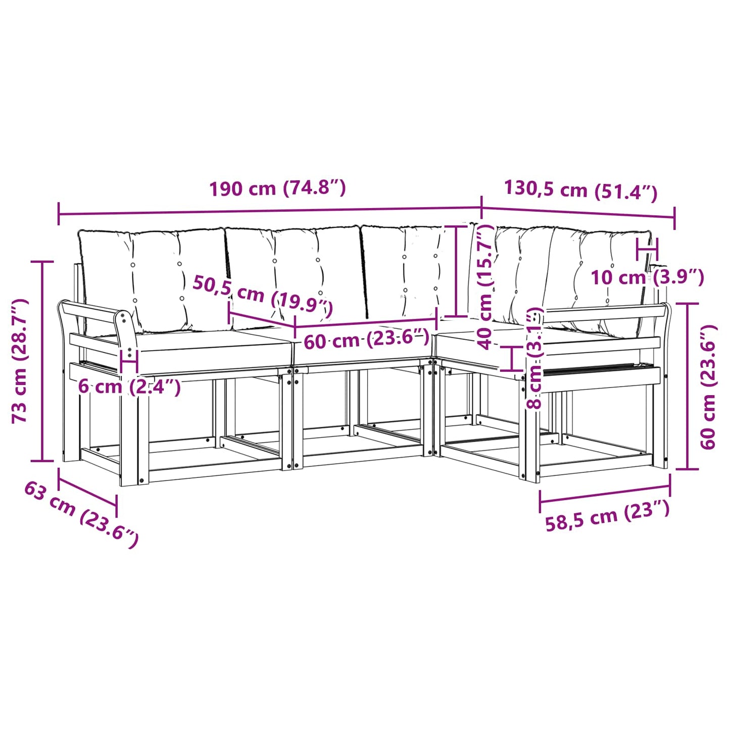 vidaXL Σειρά Καναπέ Εξωτερικού με μαξιλάρι 4 pcs Φυσικό και Κρέμα