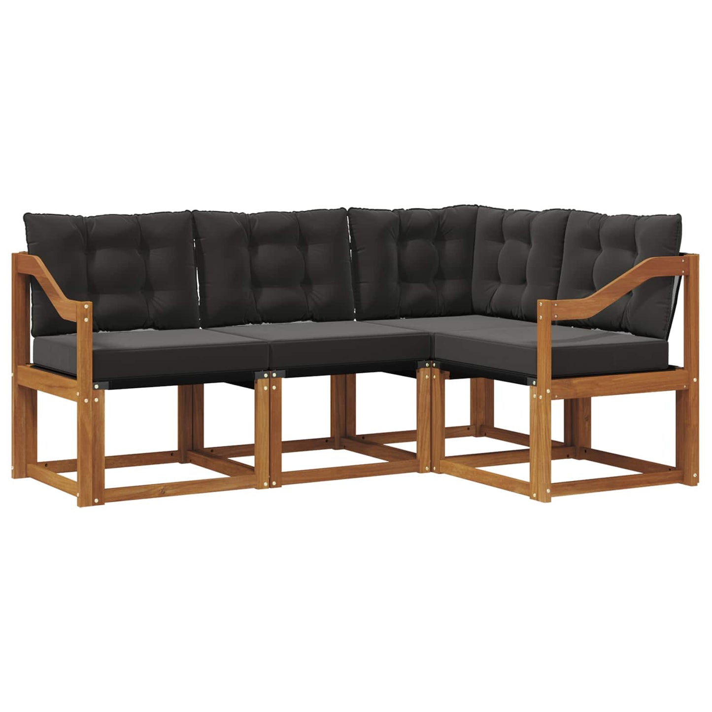 vidaXL Σειρά Καναπέ Εξωτερικού με μαξιλάρι 4 pcs Φυσικό και Μαύρο