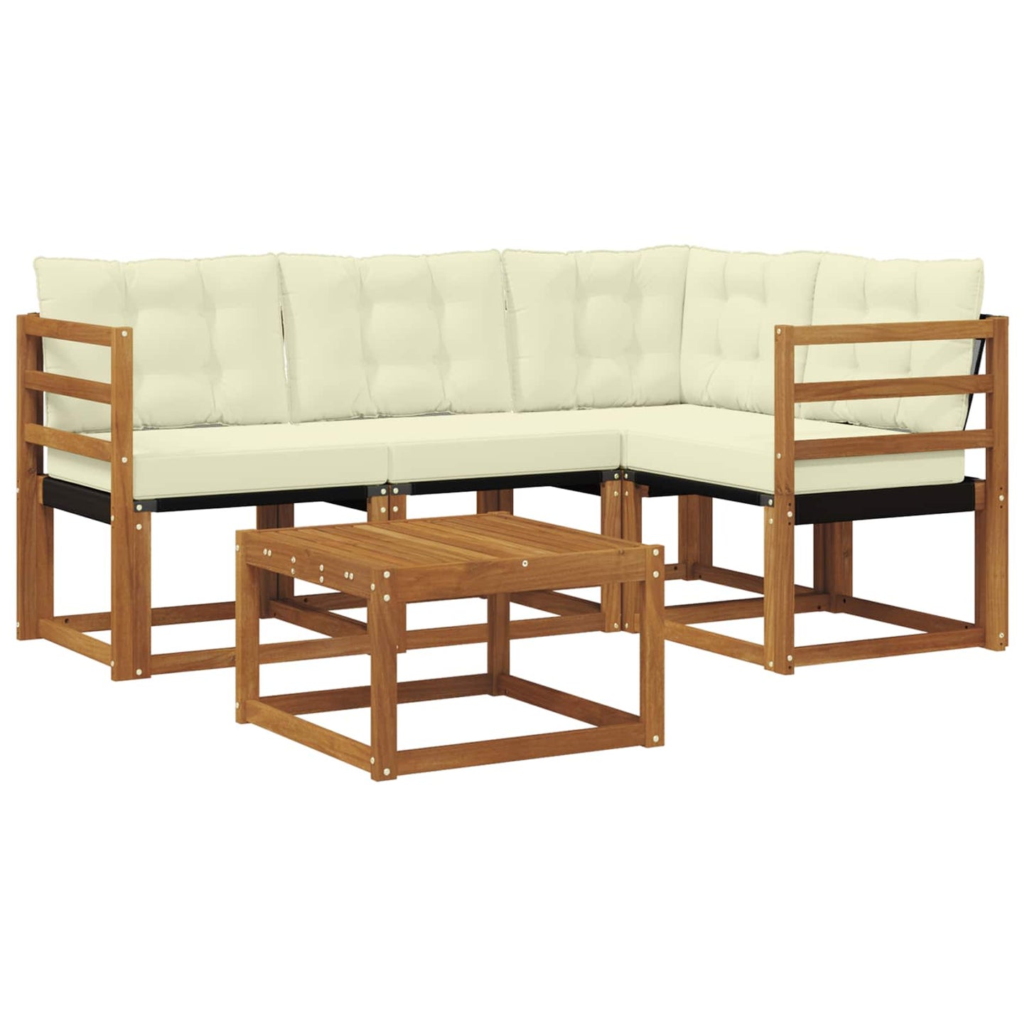 vidaXL Σειρά Καναπέ Εξωτερικού με μαξιλάρι 5 pcs Φυσικό και Κρέμα