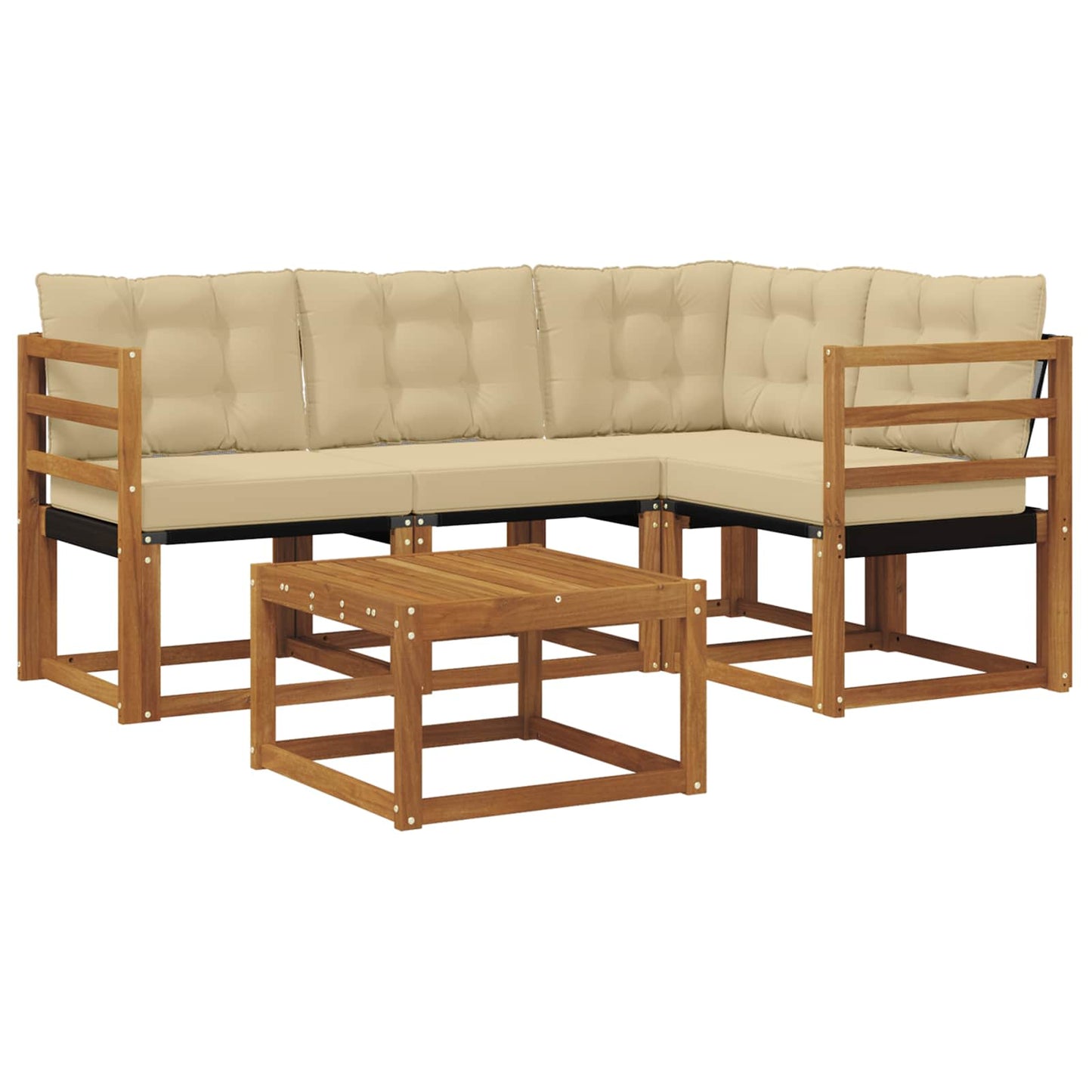 vidaXL Σειρά Καναπέ Εξωτερικού με μαξιλάρι 5 pcs Φυσικό και Μπεζ