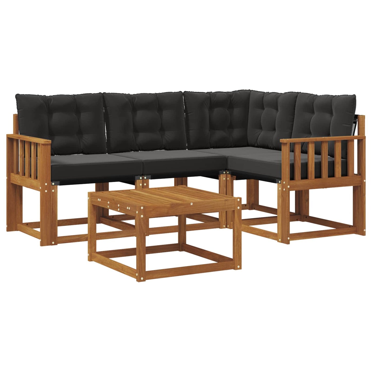vidaXL Σειρά Καναπέ Εξωτερικού με μαξιλάρι 5 pcs Φυσικό και Μαύρο