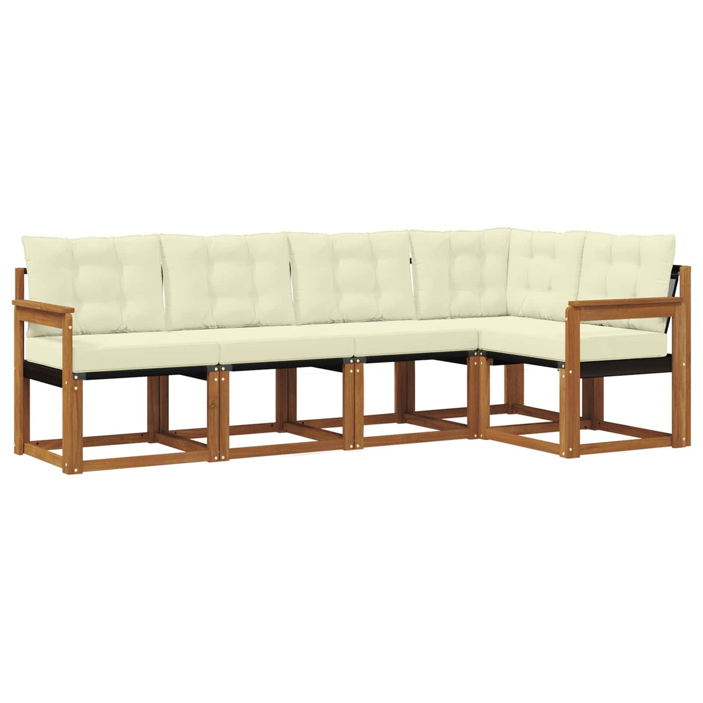 vidaXL Σειρά Καναπέ Εξωτερικού με μαξιλάρι 5 pcs Φυσικό και Κρέμα