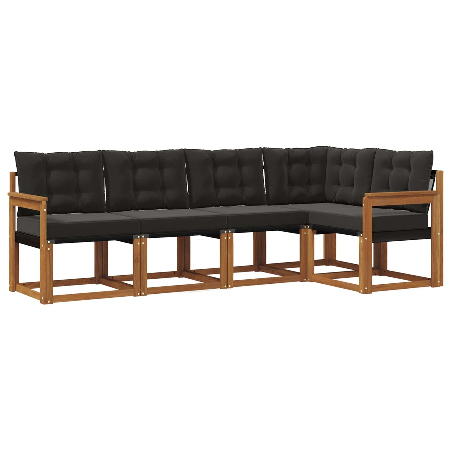 vidaXL Σειρά Καναπέ Εξωτερικού με μαξιλάρι 5 pcs Φυσικό και Μαύρο