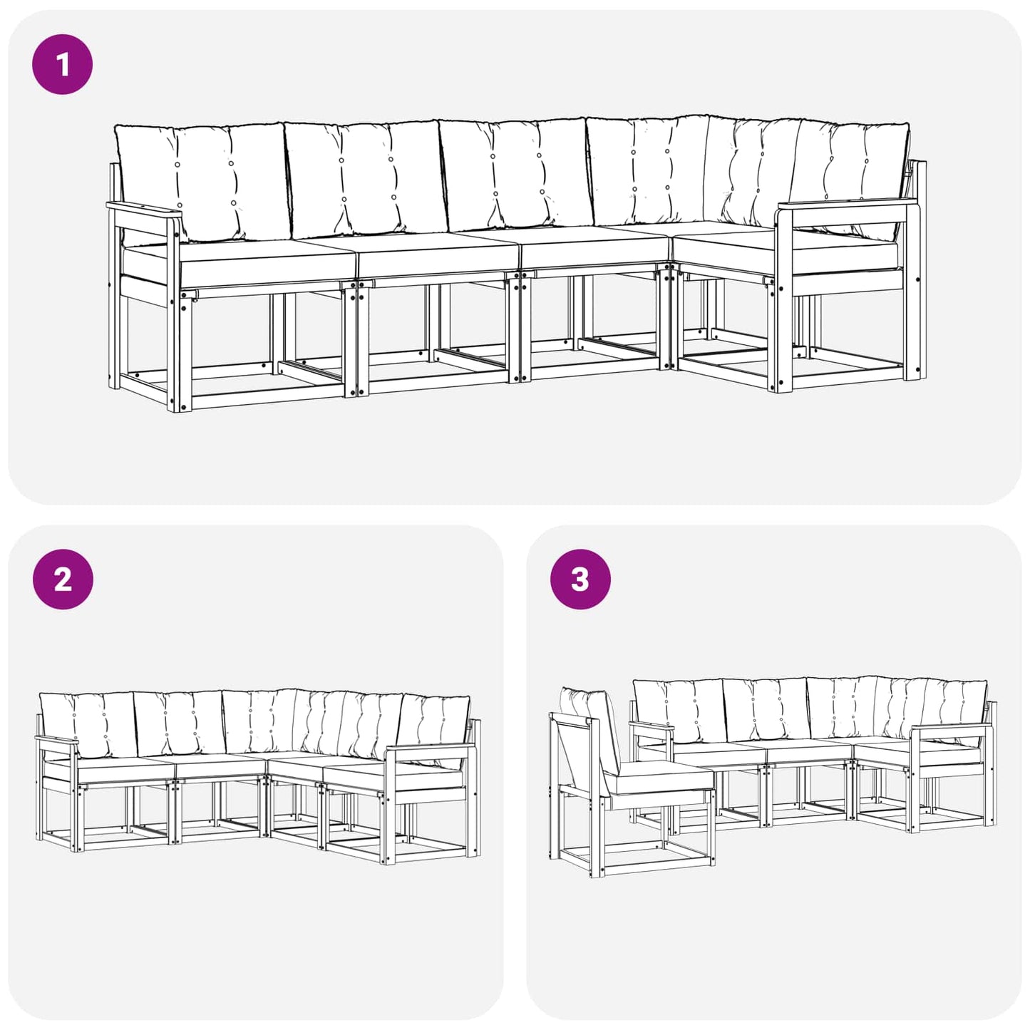 vidaXL Σειρά Καναπέ Εξωτερικού με μαξιλάρι 5 pcs Φυσικό και Μπεζ