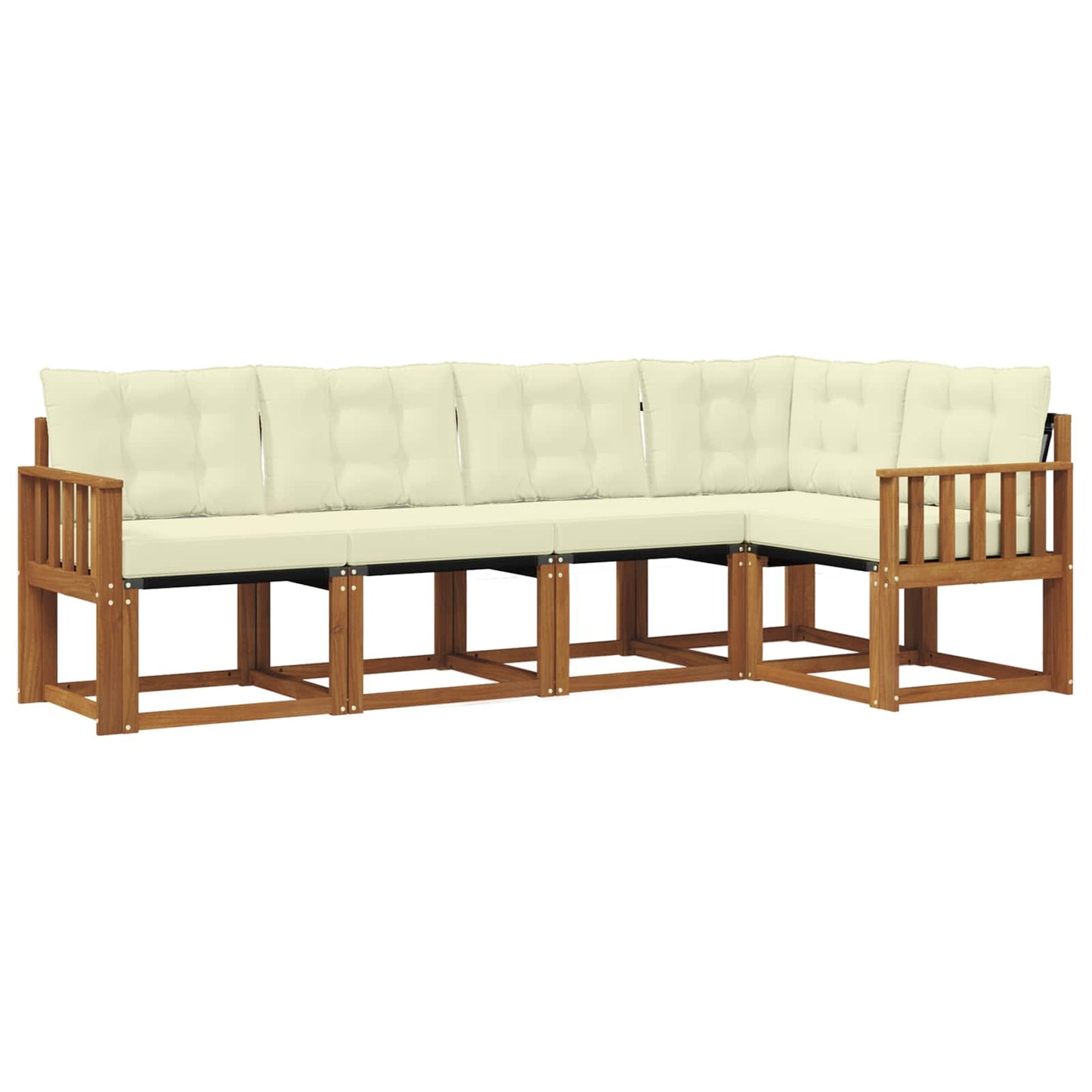 vidaXL Σειρά Καναπέ Εξωτερικού με μαξιλάρι 5 pcs Φυσικό και Κρέμα