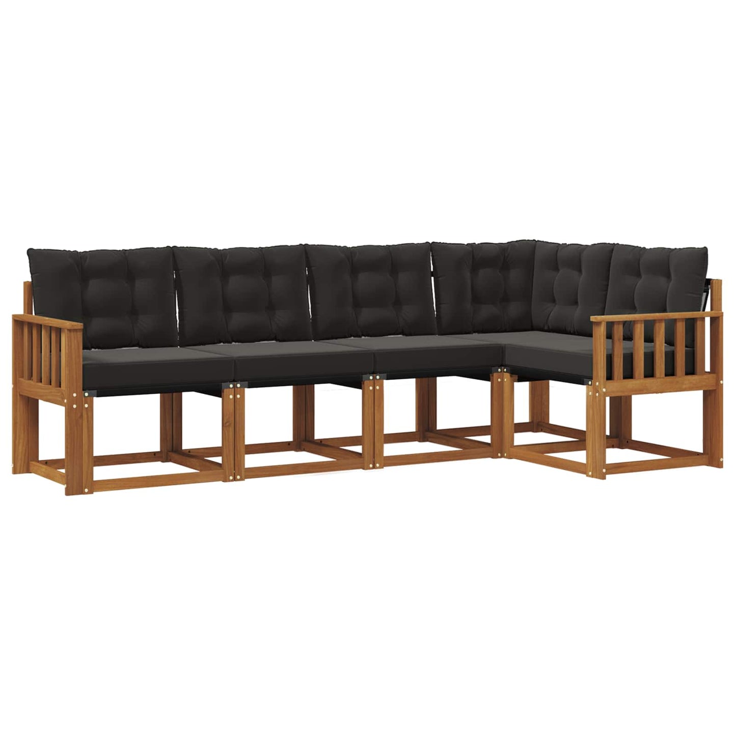 vidaXL Σειρά Καναπέ Εξωτερικού με μαξιλάρι 5 pcs Φυσικό και Μαύρο