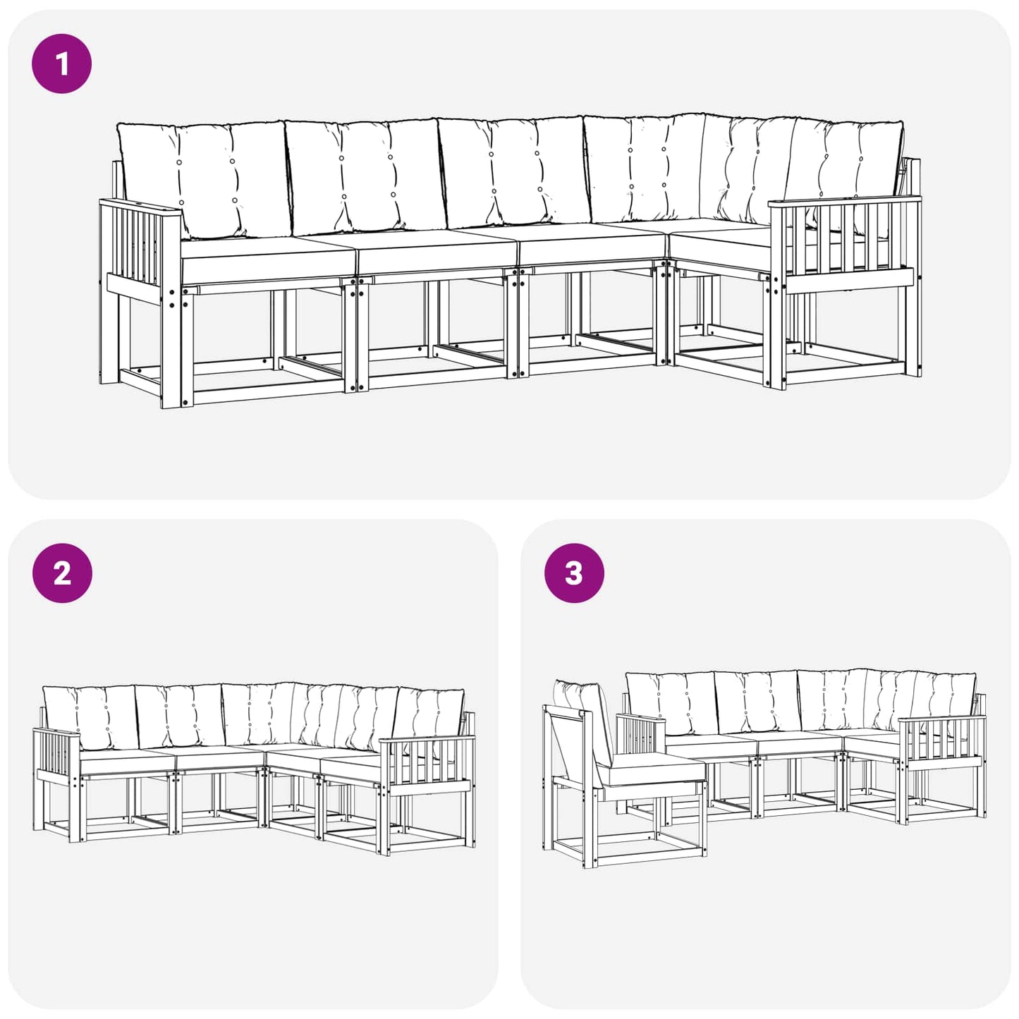 vidaXL Σειρά Καναπέ Εξωτερικού με μαξιλάρι 5 pcs Φυσικό και Μαύρο