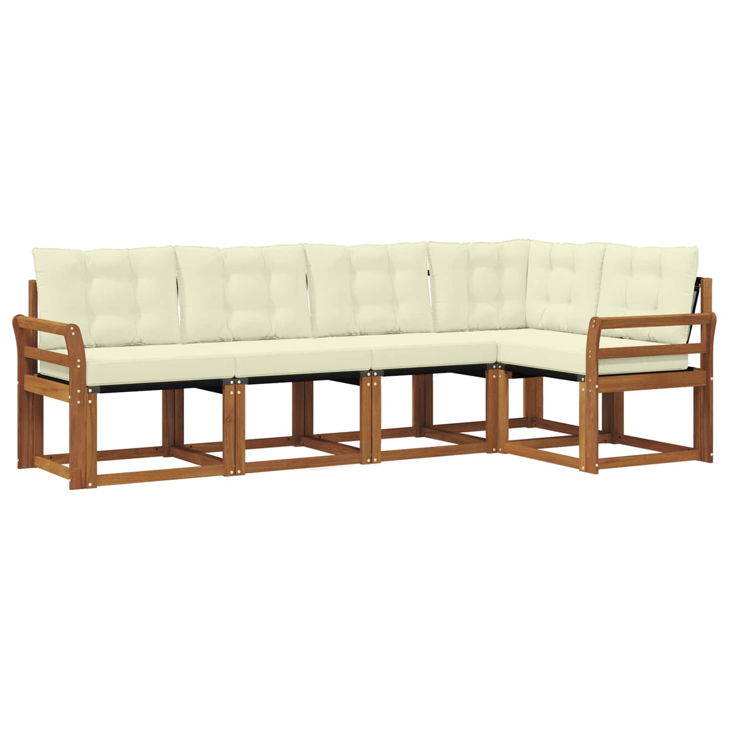 vidaXL Σειρά Καναπέ Εξωτερικού με μαξιλάρι 5 pcs Φυσικό και Κρέμα