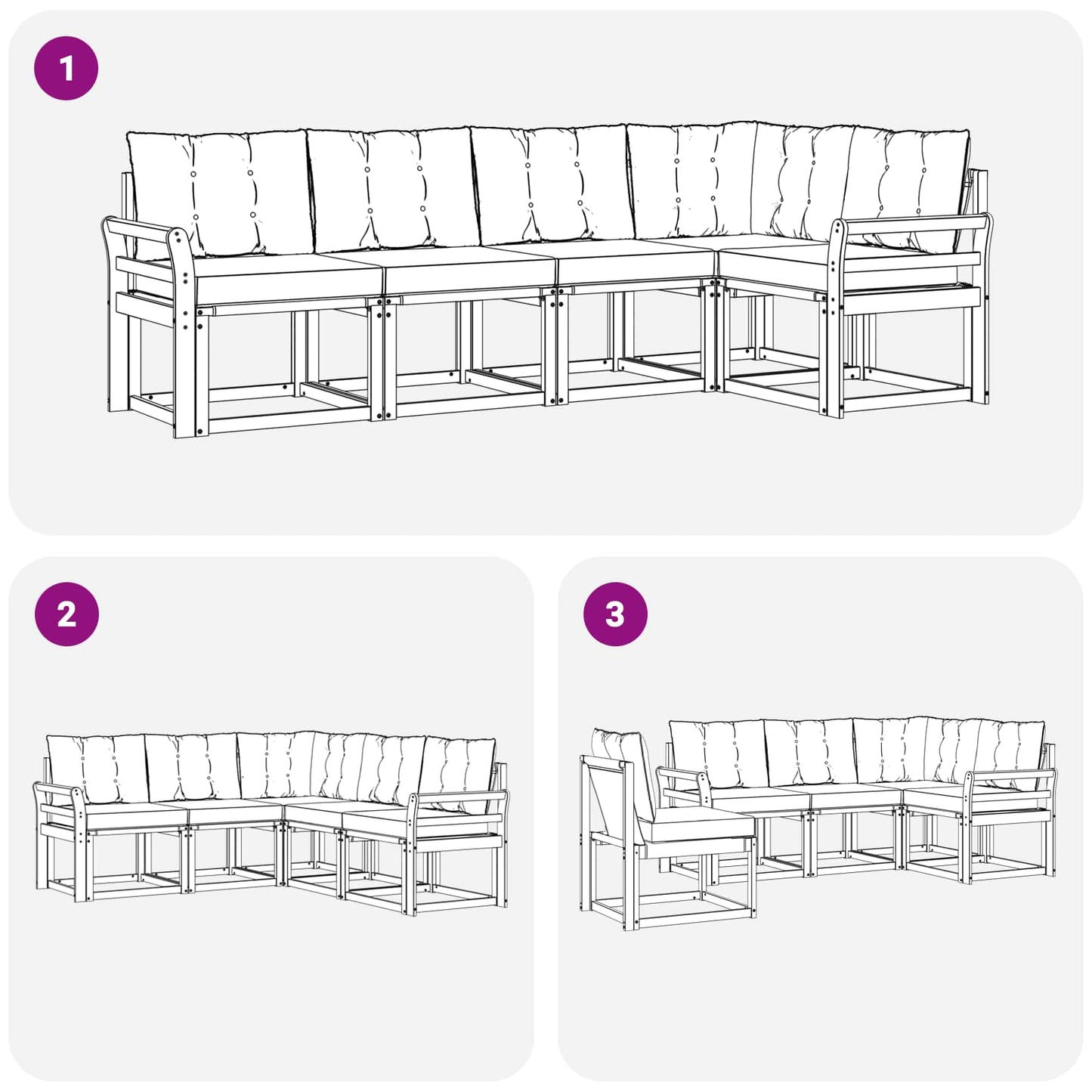 vidaXL Σειρά Καναπέ Εξωτερικού με μαξιλάρι 5 pcs Φυσικό και Μαύρο