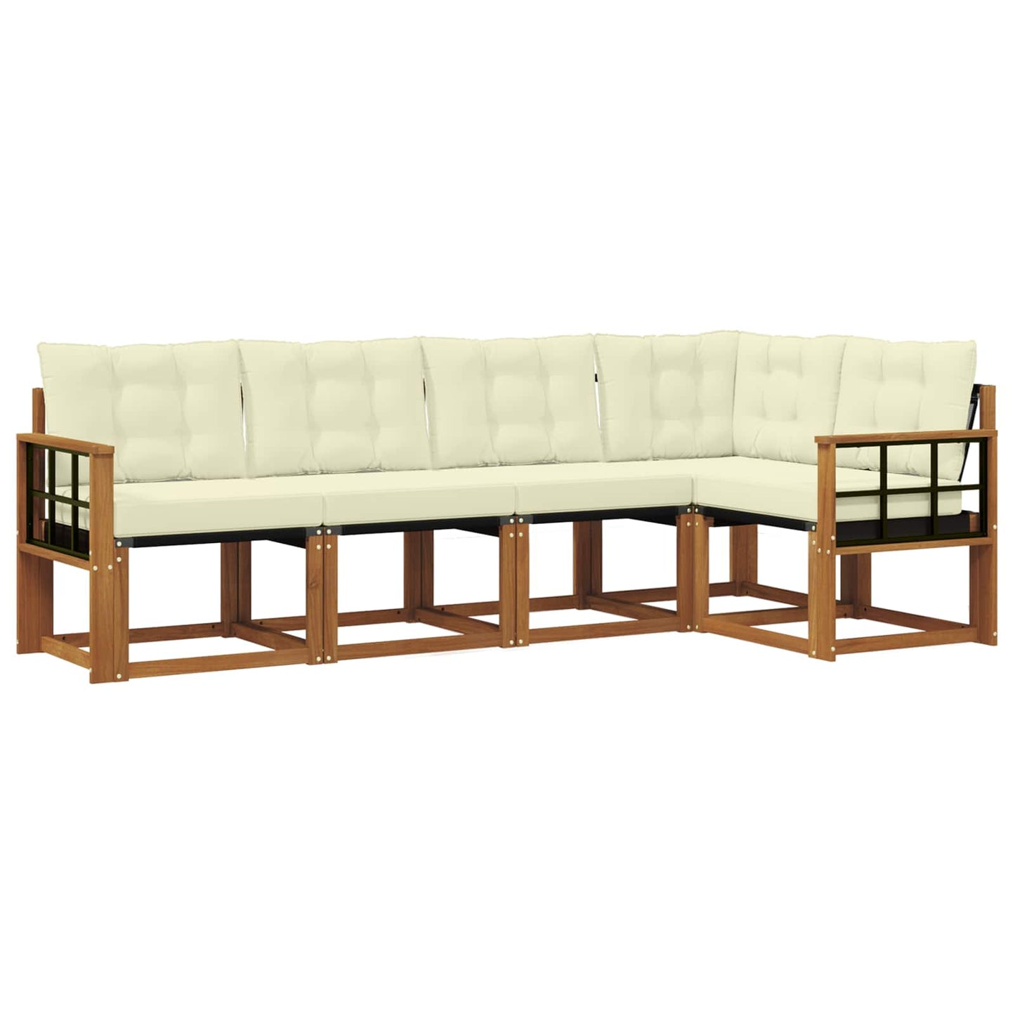 vidaXL Σειρά Καναπέ Εξωτερικού με μαξιλάρι 5 pcs Φυσικό και Κρέμα
