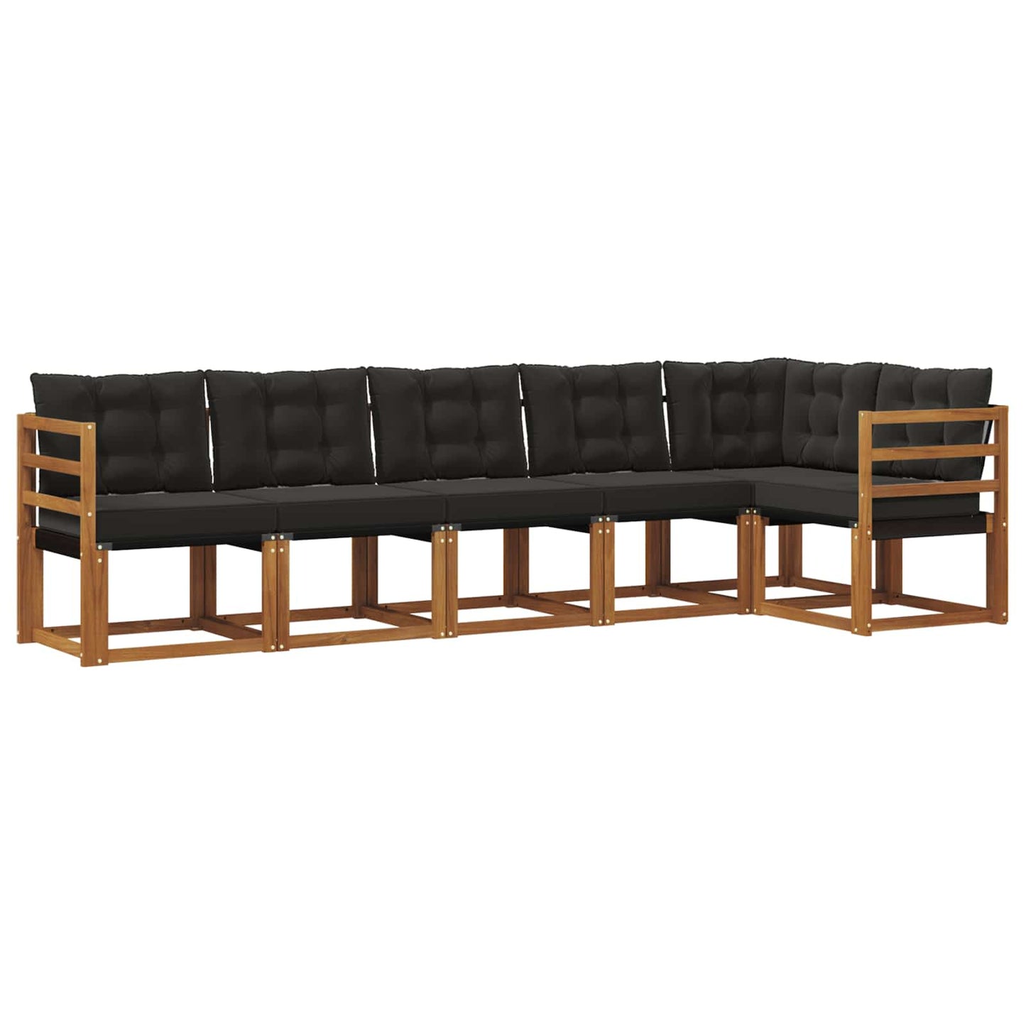 vidaXL Σειρά Καναπέ Εξωτερικού με μαξιλάρι 6 pcs Φυσικό και Μαύρο