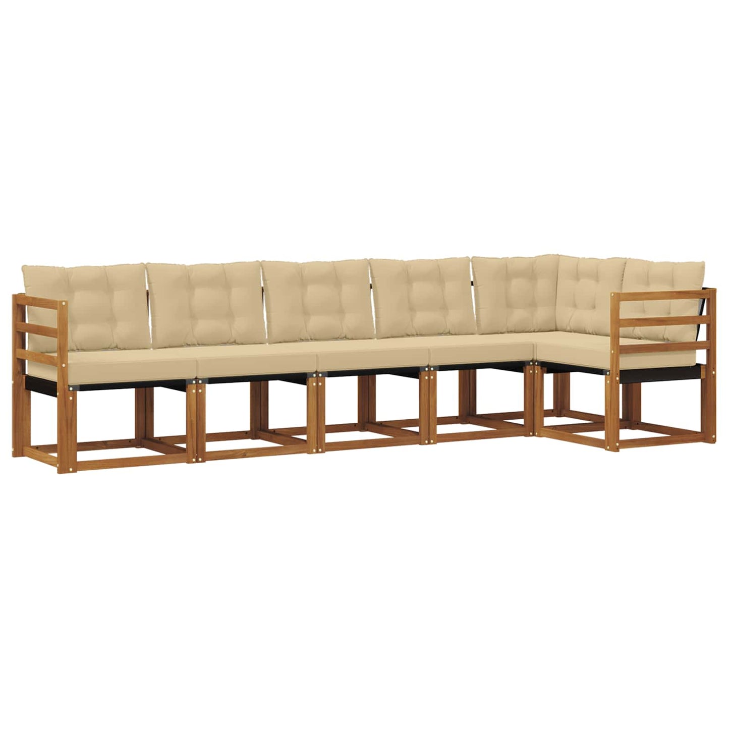 vidaXL Σειρά Καναπέ Εξωτερικού με μαξιλάρι 6 pcs Φυσικό και Μπεζ
