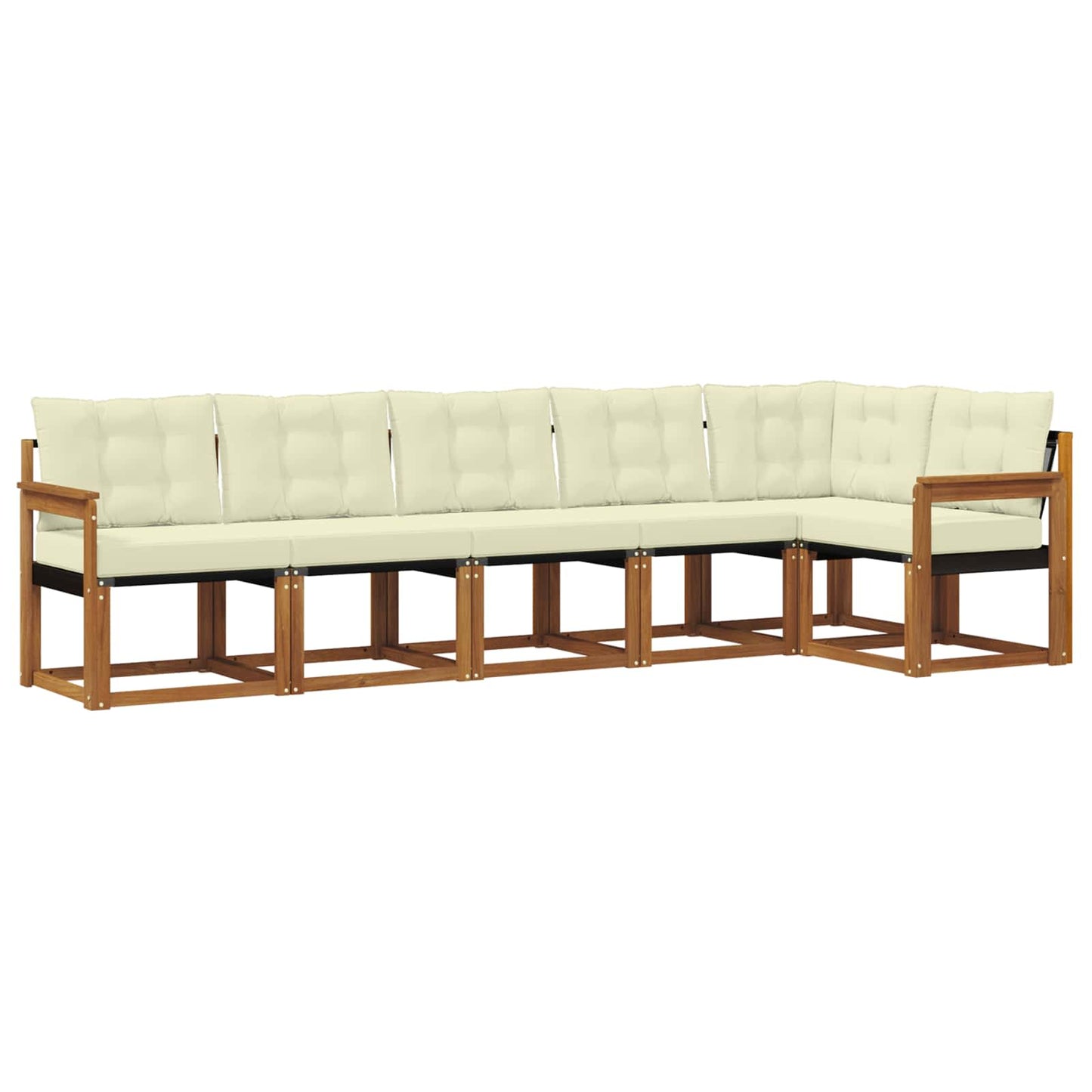 vidaXL Σειρά Καναπέ Εξωτερικού με μαξιλάρι 6 pcs Φυσικό και Κρέμα