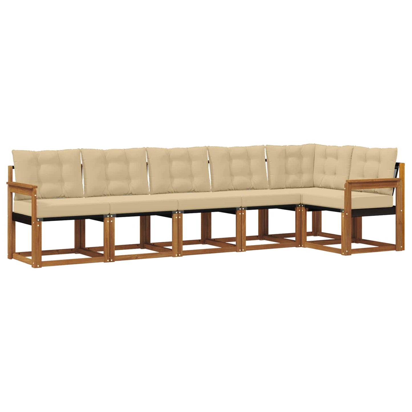 vidaXL Σειρά Καναπέ Εξωτερικού με μαξιλάρι 6 pcs Φυσικό και Μπεζ