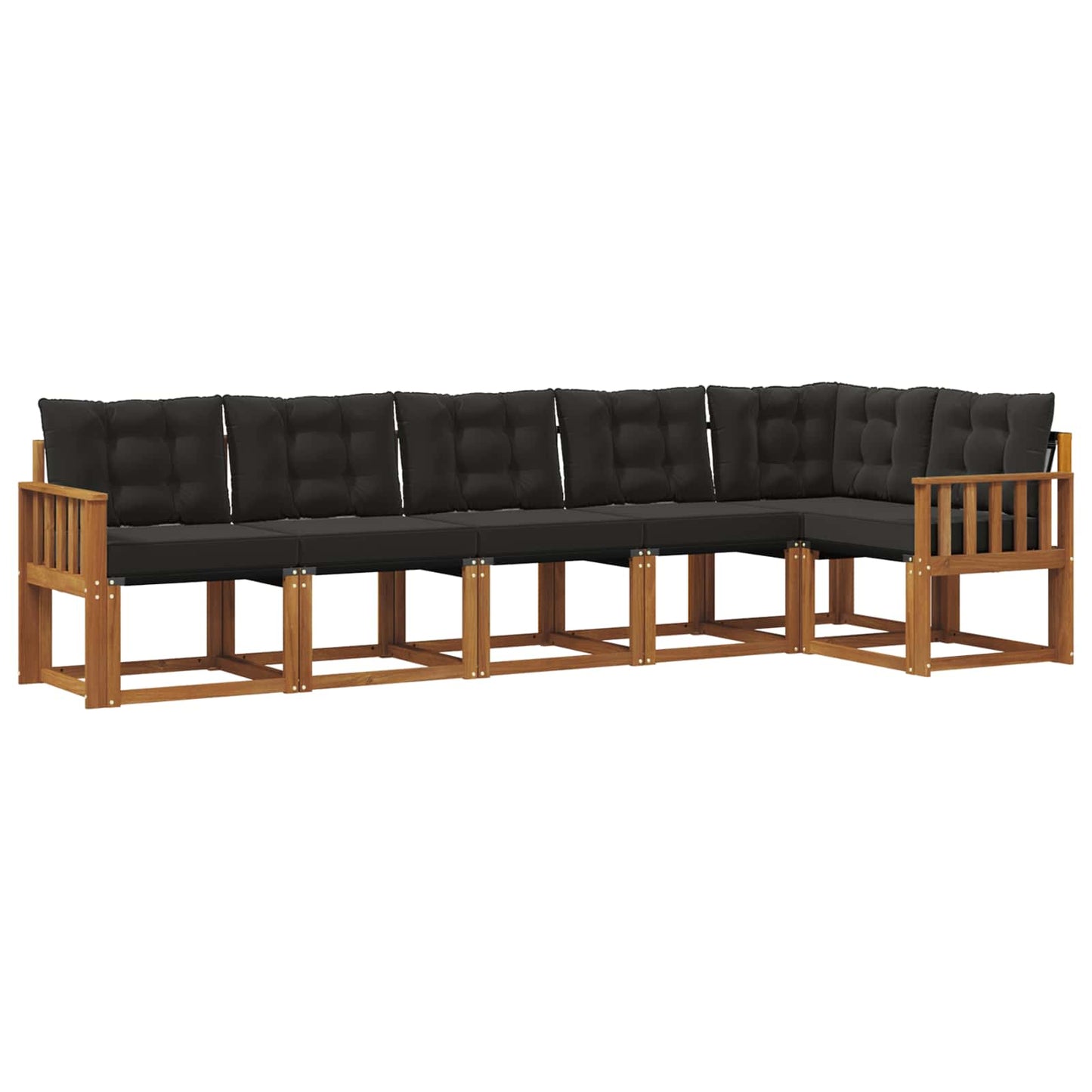 vidaXL Σειρά Καναπέ Εξωτερικού με μαξιλάρι 6 pcs Φυσικό και Μαύρο