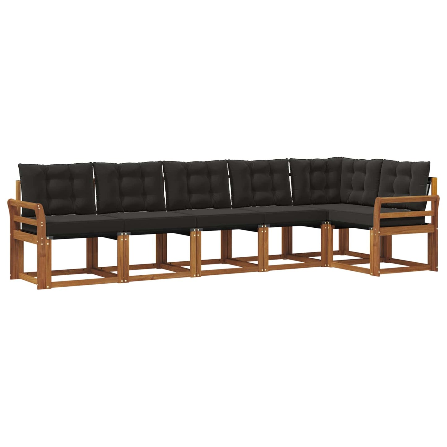 vidaXL Σειρά Καναπέ Εξωτερικού με μαξιλάρι 6 pcs Φυσικό και Μαύρο