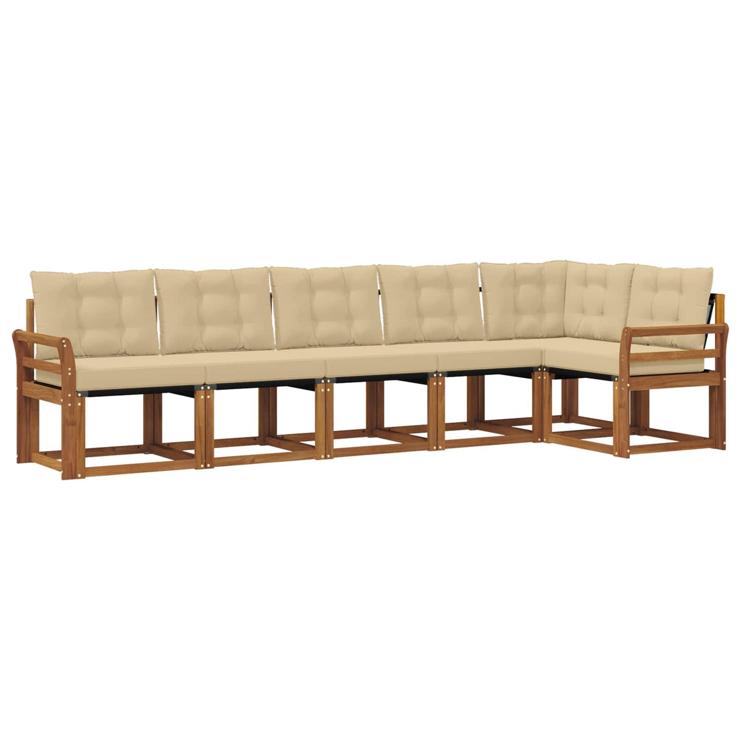vidaXL Σειρά Καναπέ Εξωτερικού με μαξιλάρι 6 pcs Φυσικό και Μπεζ