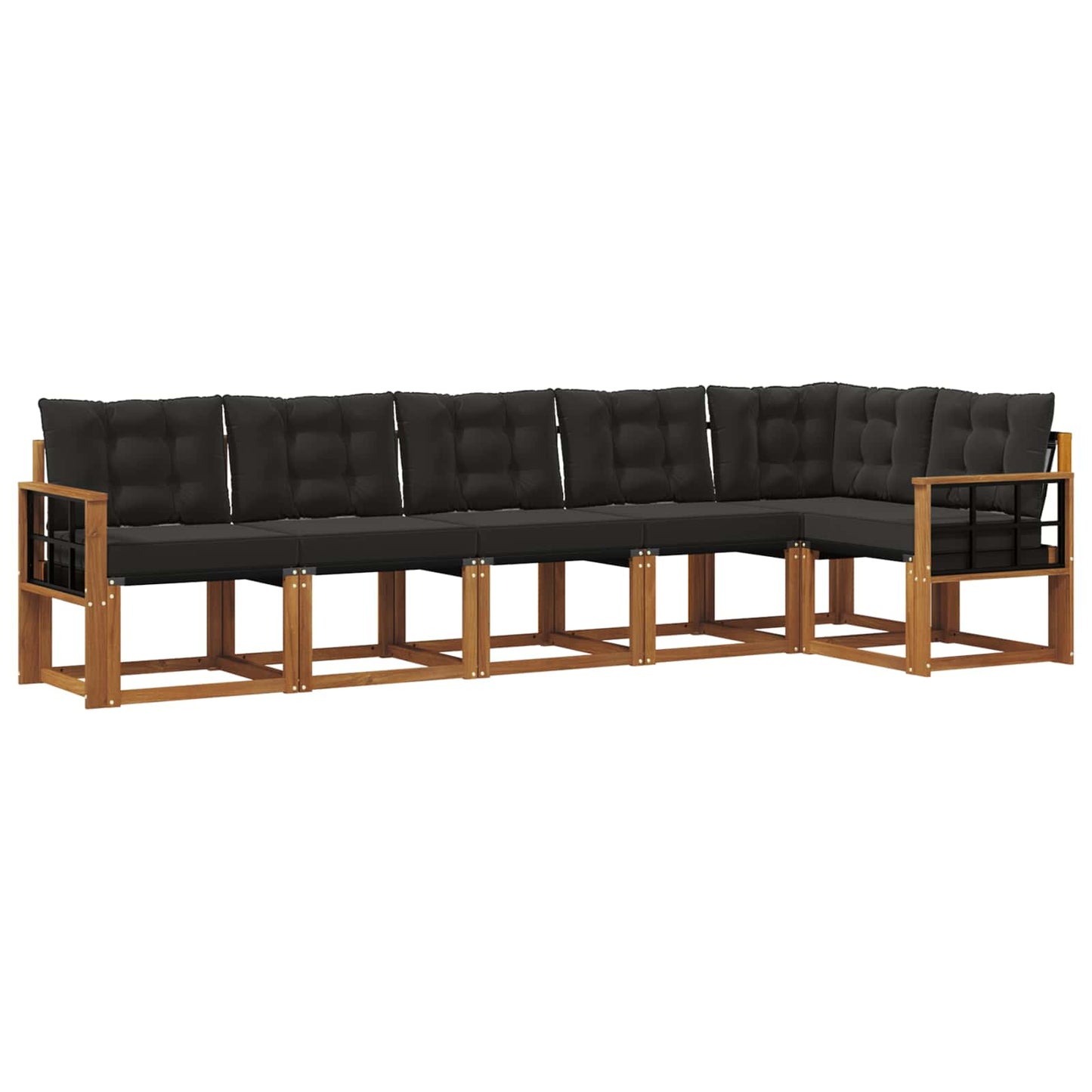 vidaXL Σειρά Καναπέ Εξωτερικού με μαξιλάρι 6 pcs Φυσικό και Μαύρο