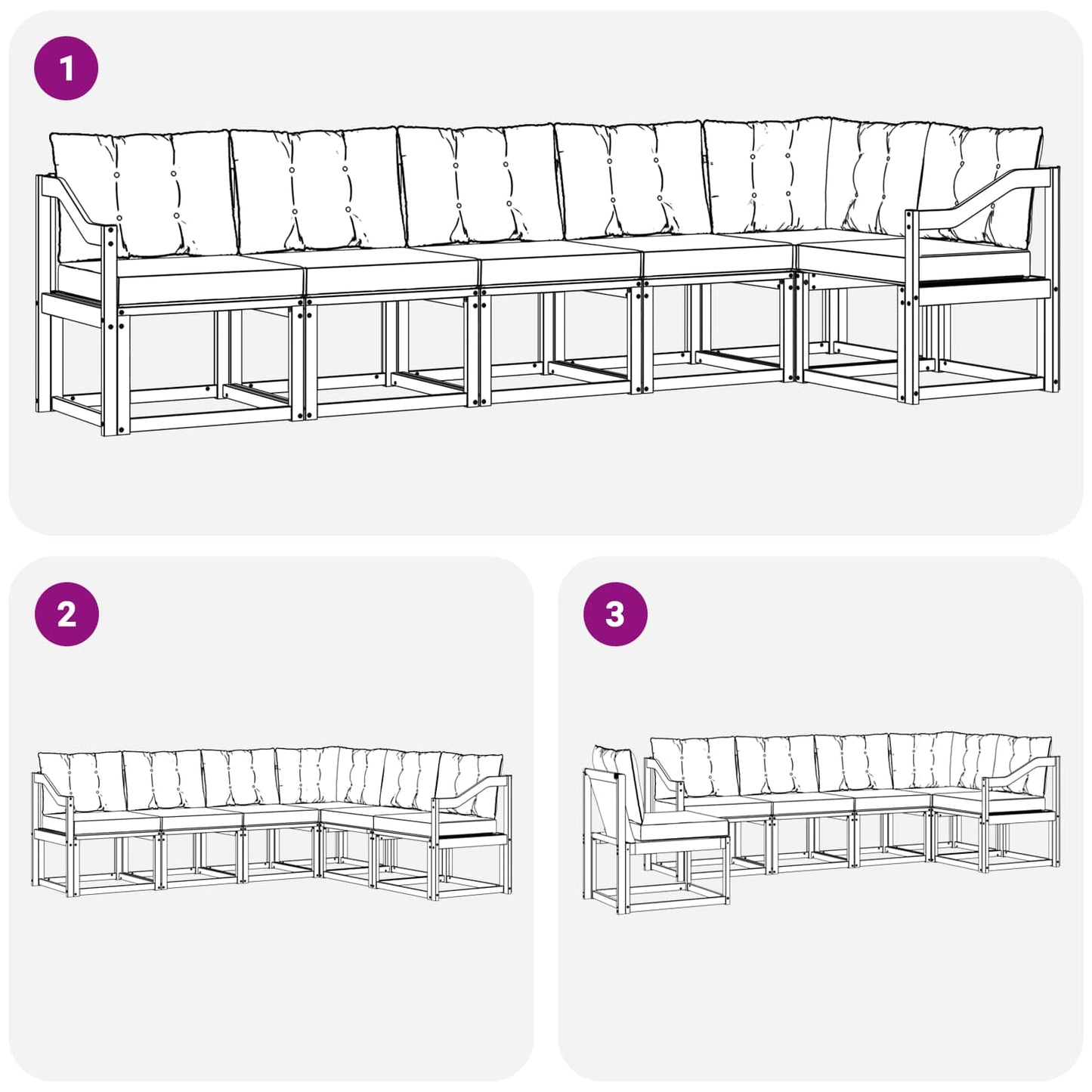 vidaXL Σειρά Καναπέ Εξωτερικού με μαξιλάρι 6 pcs Φυσικό και Μαύρο