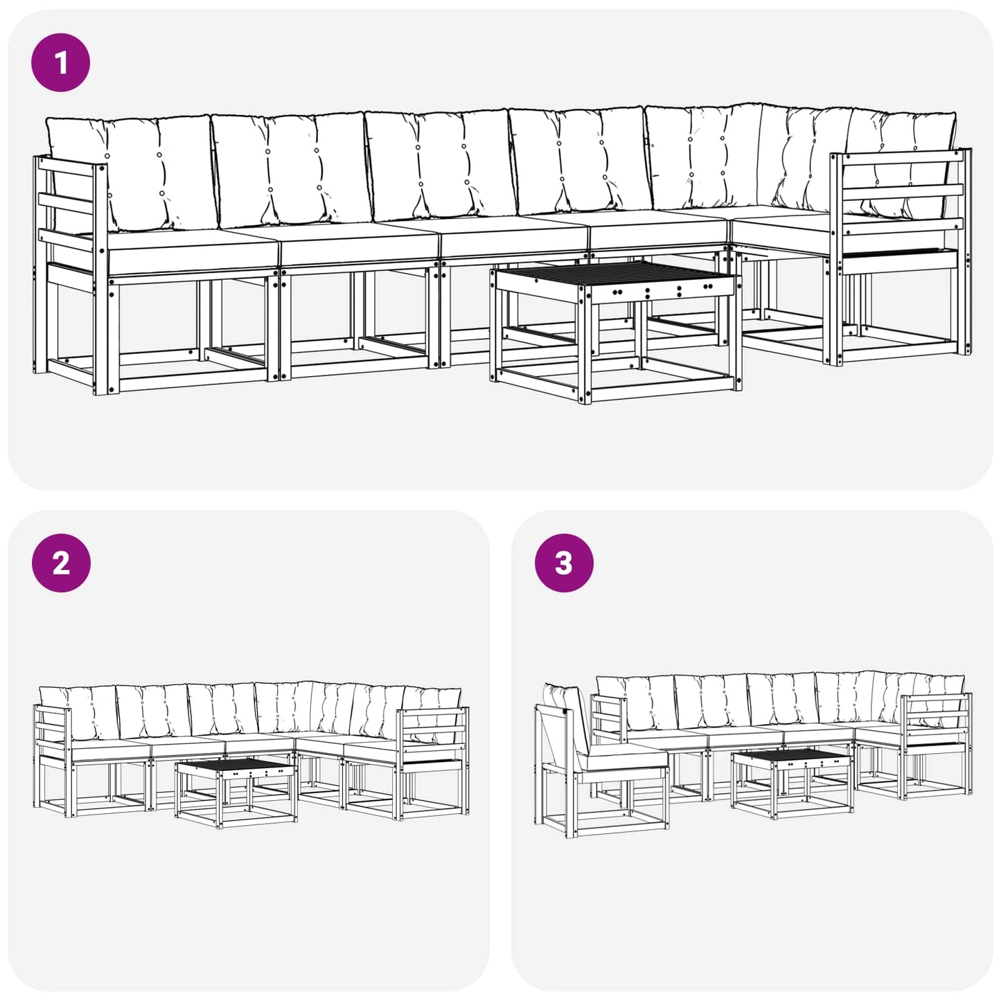 vidaXL Σειρά Καναπέ Εξωτερικού με μαξιλάρι 7 pcs Φυσικό και Κρέμα