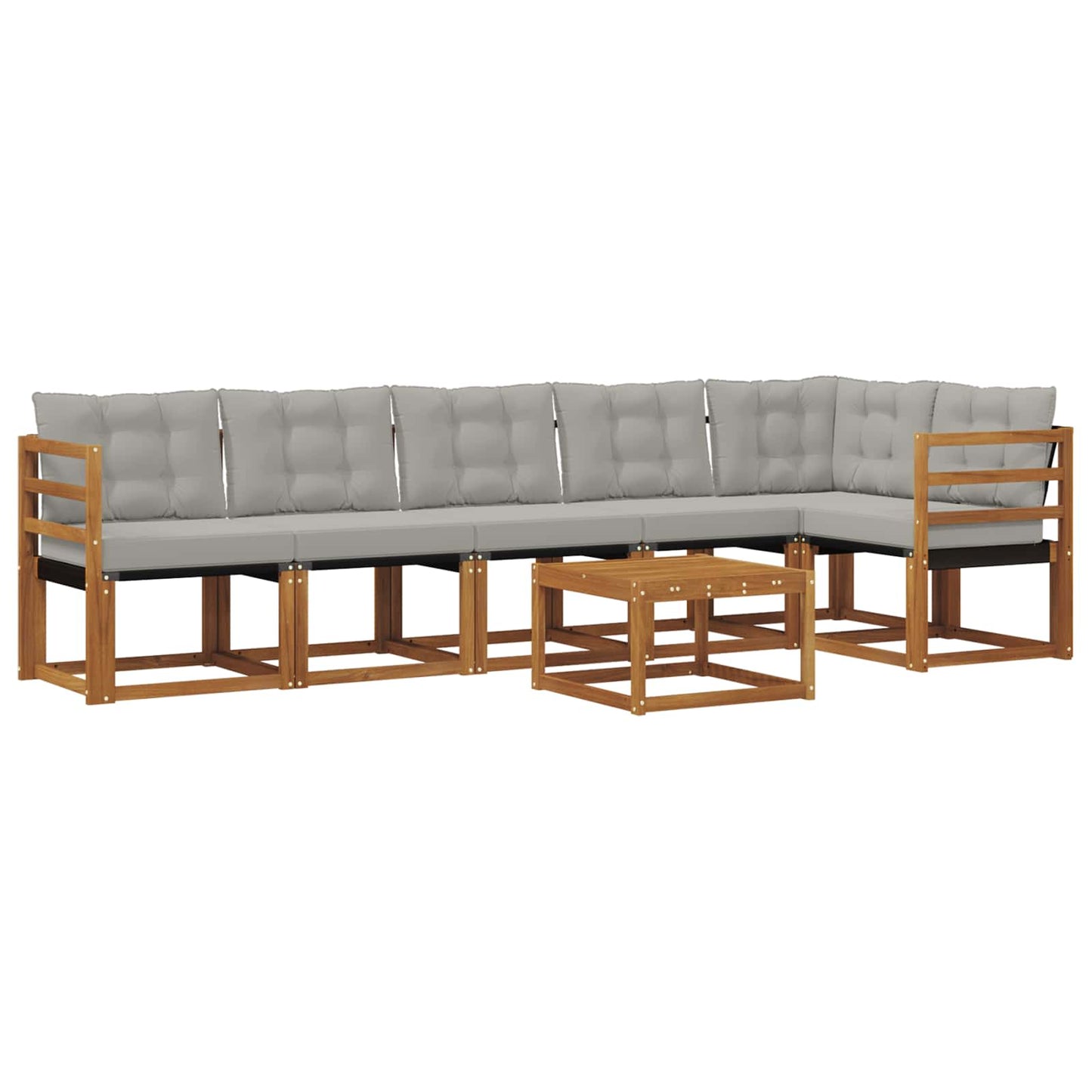 vidaXL Σειρά Καναπέ Εξωτερικού 7 pcs Φυσικό και Ανοιχτό Γκρι