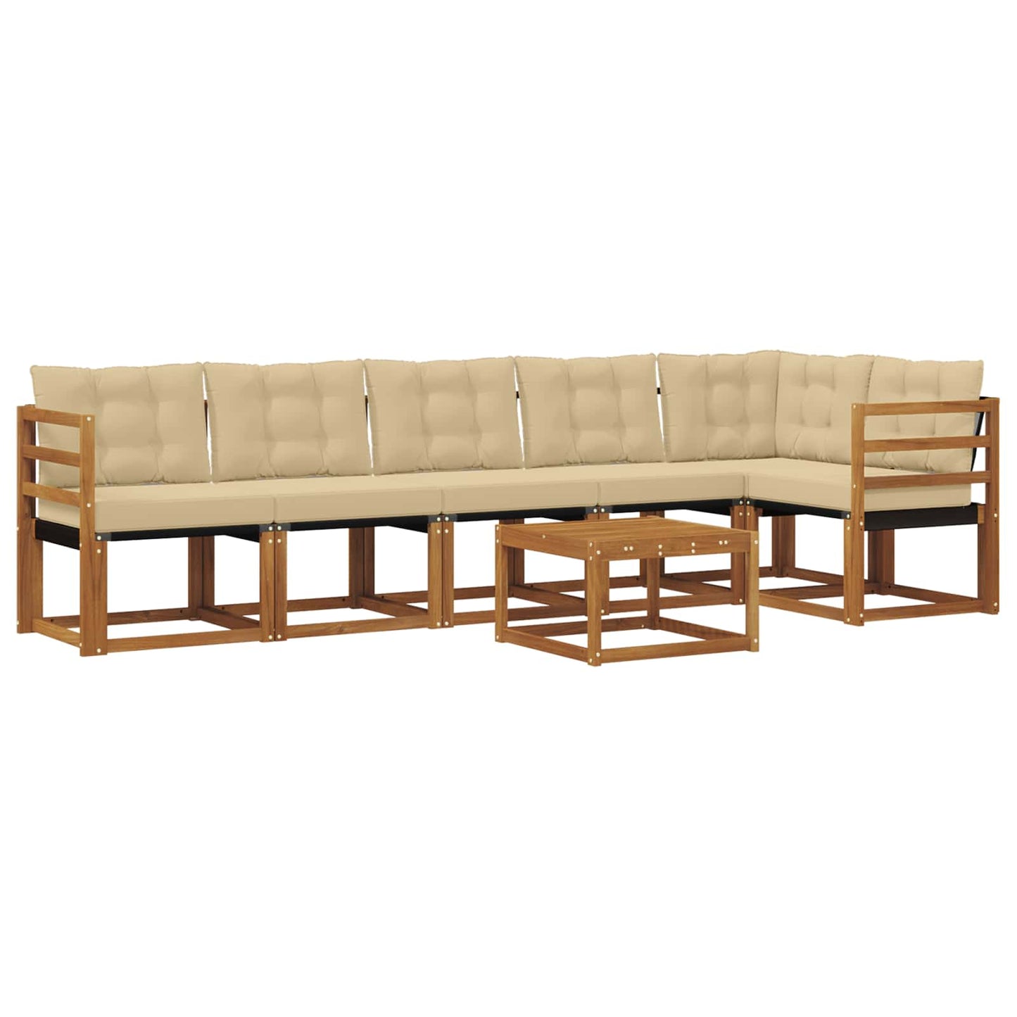vidaXL Σειρά Καναπέ Εξωτερικού με μαξιλάρι 7 pcs Φυσικό και Μπεζ