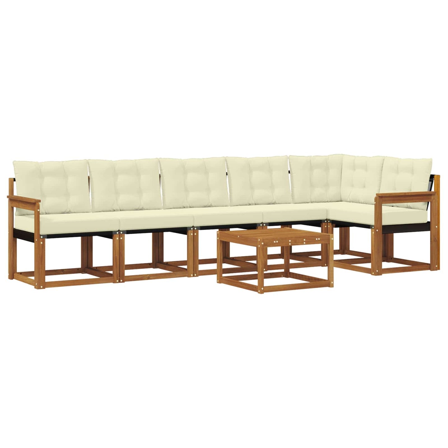 vidaXL Σειρά Καναπέ Εξωτερικού με μαξιλάρι 7 pcs Φυσικό και Κρέμα