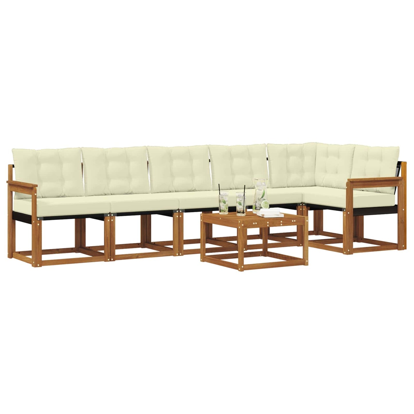 vidaXL Σειρά Καναπέ Εξωτερικού με μαξιλάρι 7 pcs Φυσικό και Κρέμα